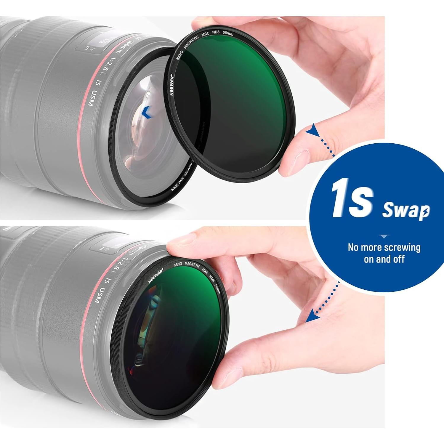 Filtro Magnético NEEWER 58mm 5 en 1 con Difusión y ND