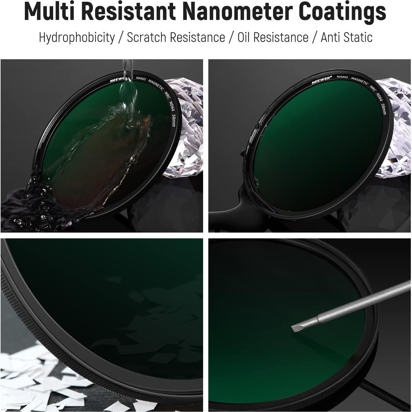 Filtro Magnético NEEWER 58mm 5 en 1 con Difusión y ND