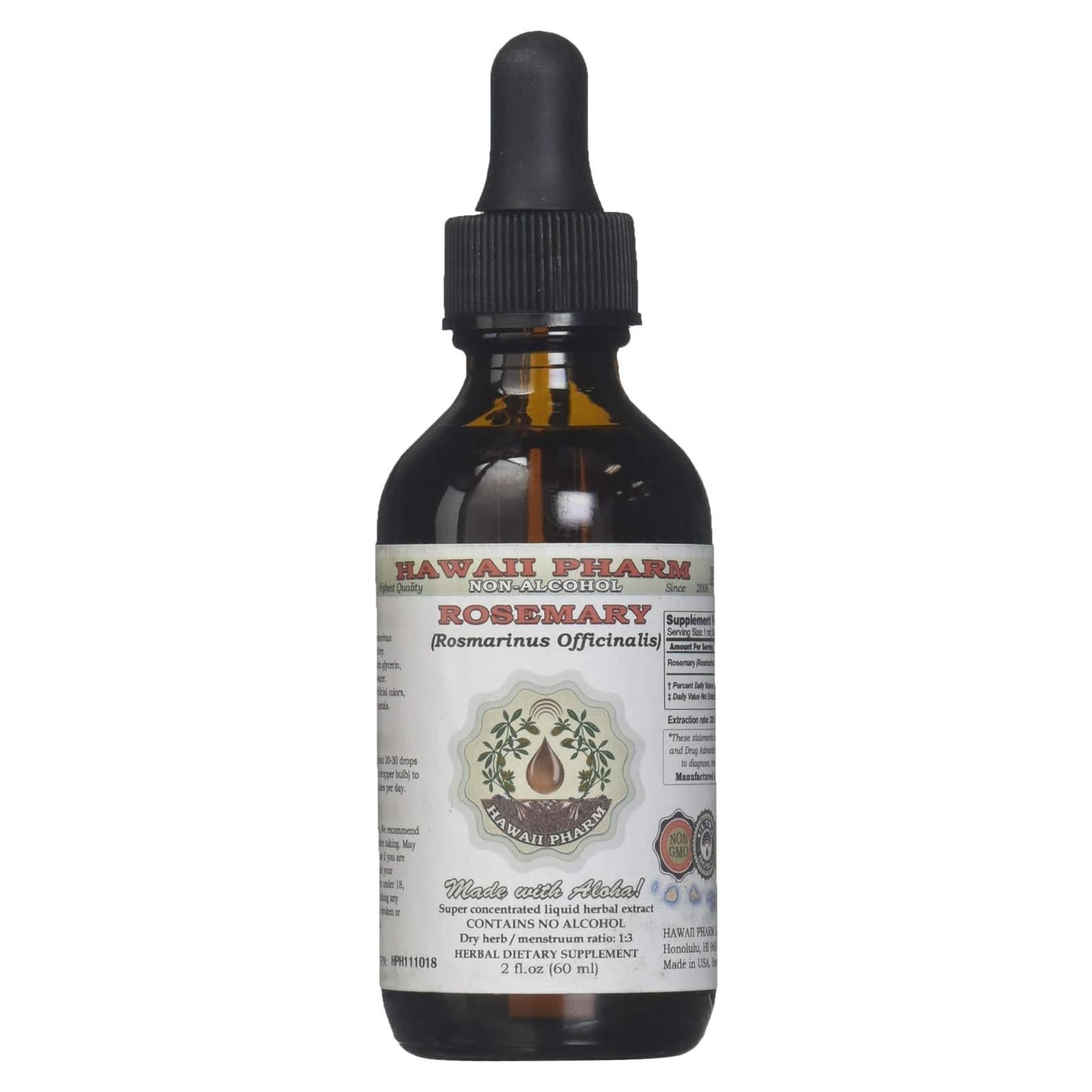 Extracto Líquido de Romero Orgánico HawaiiPharm 60 ml Sin Alcohol