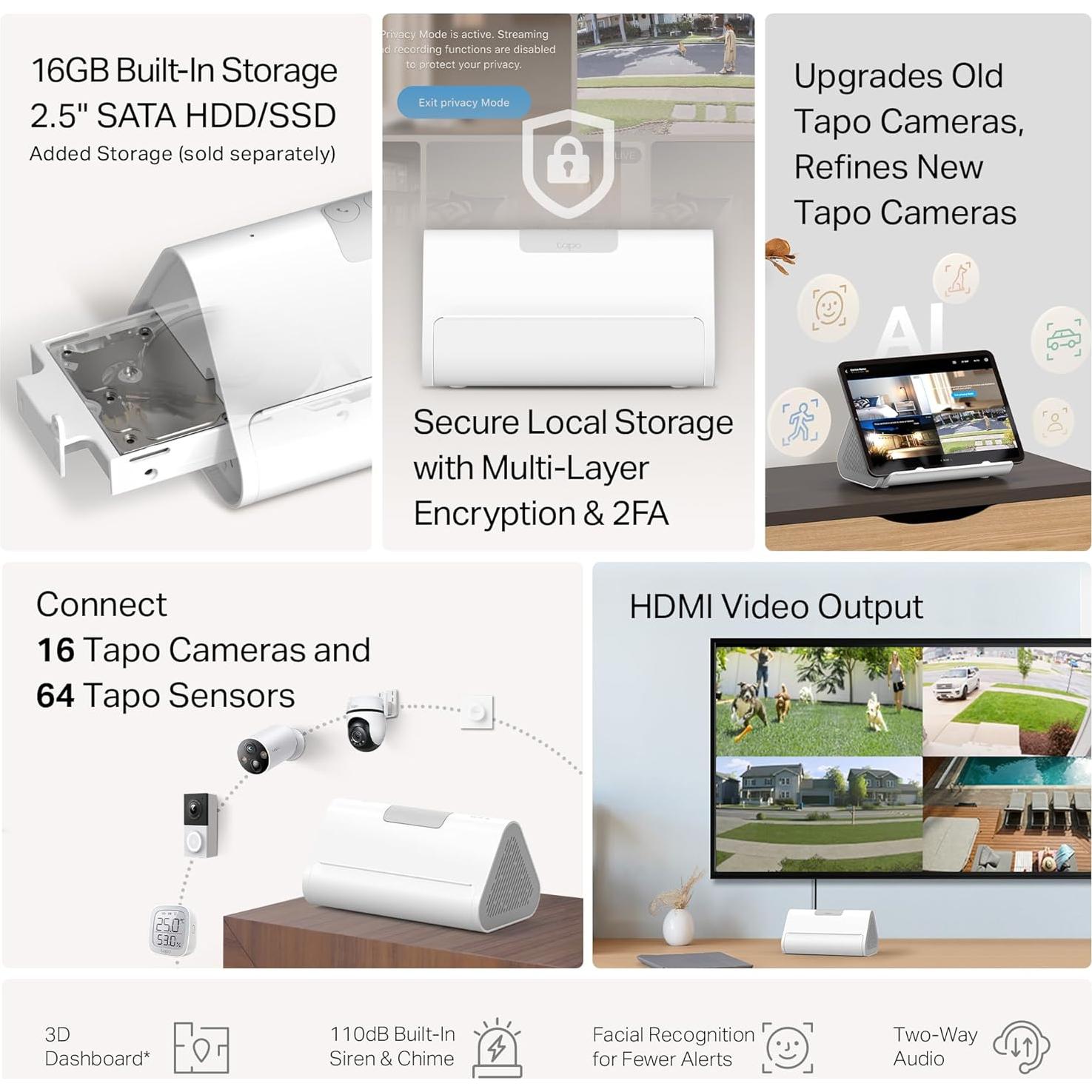 Hub Inteligente Tapo H500 - Controla 16 Cámaras y 64 Sensores