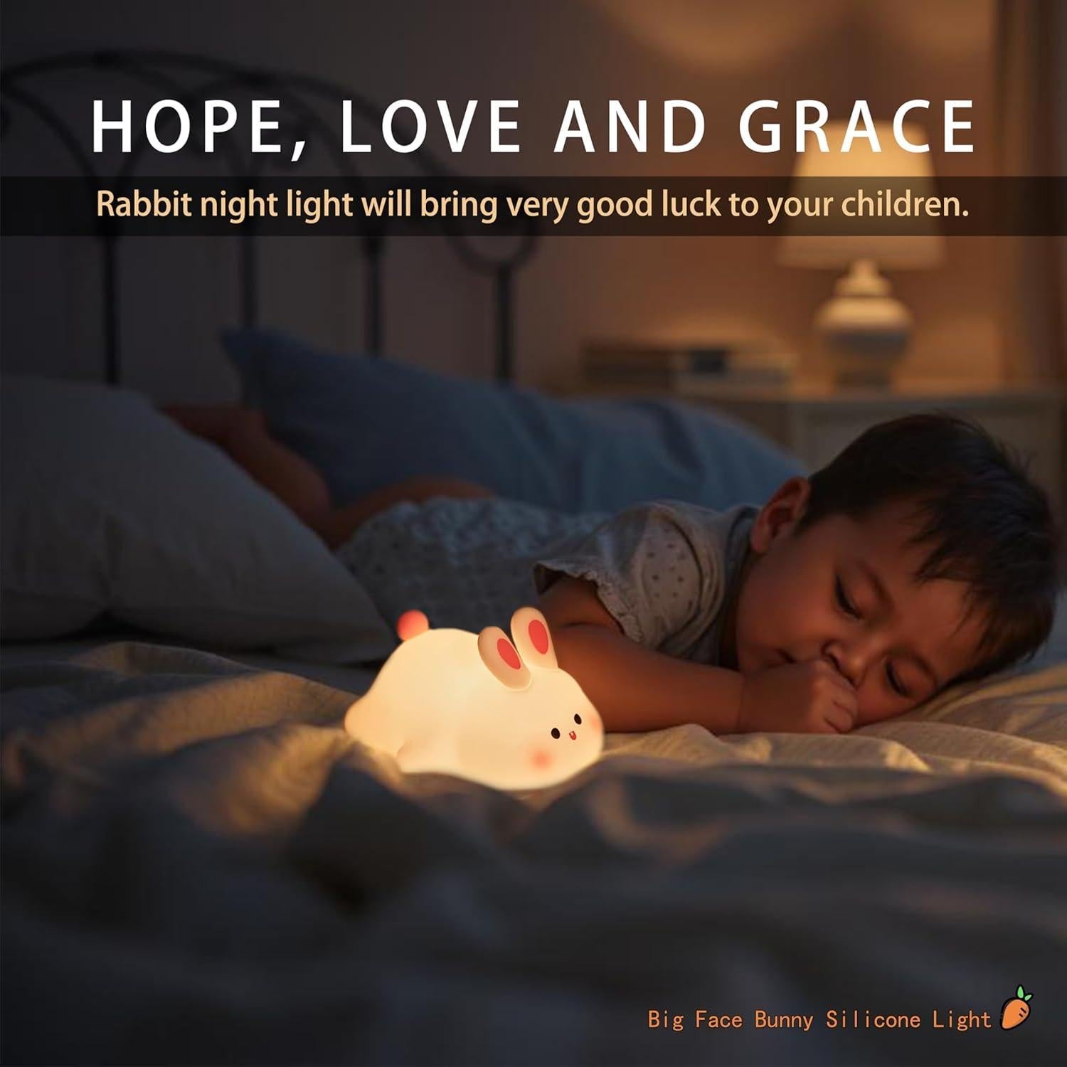 Luz Nocturna Conejo Blanco Icotoibabie Táctil Recargable 3 Niveles