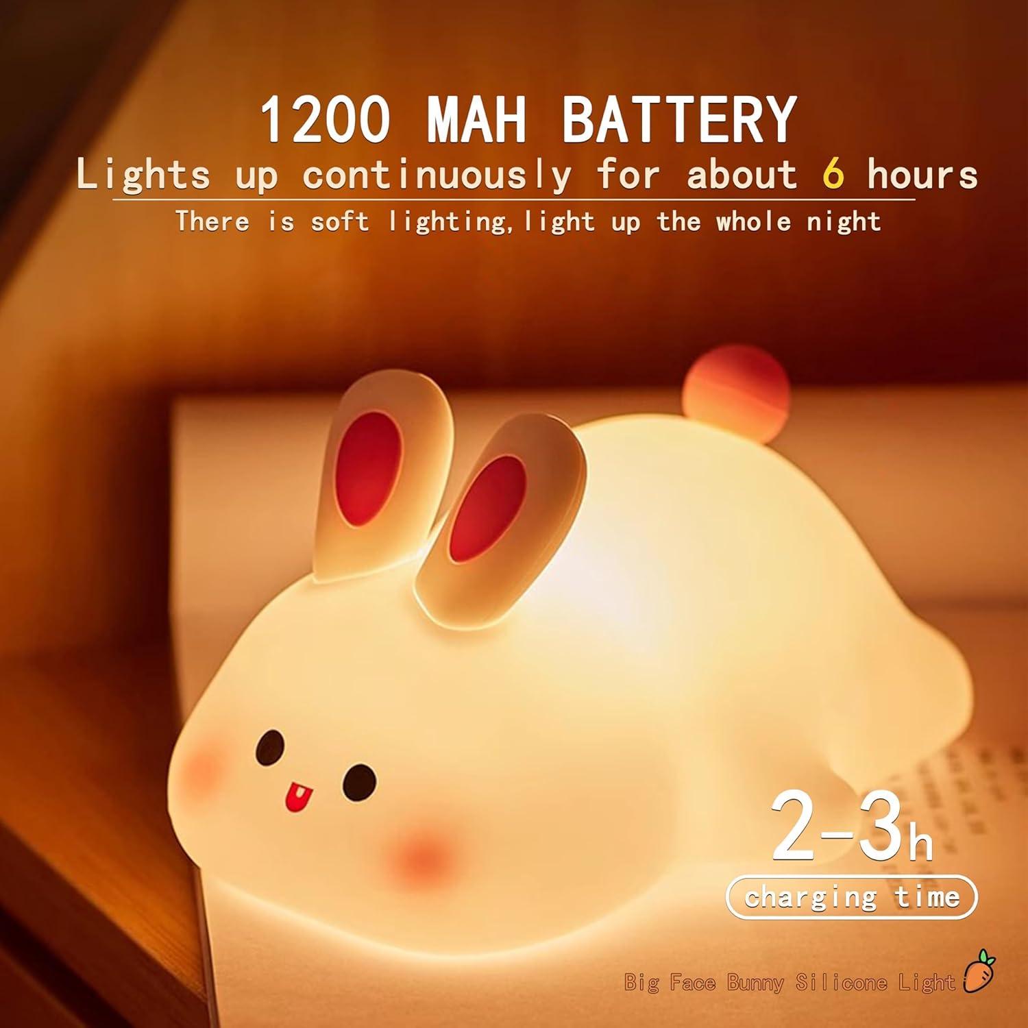 Luz Nocturna Conejo Blanco Icotoibabie Táctil Recargable 3 Niveles