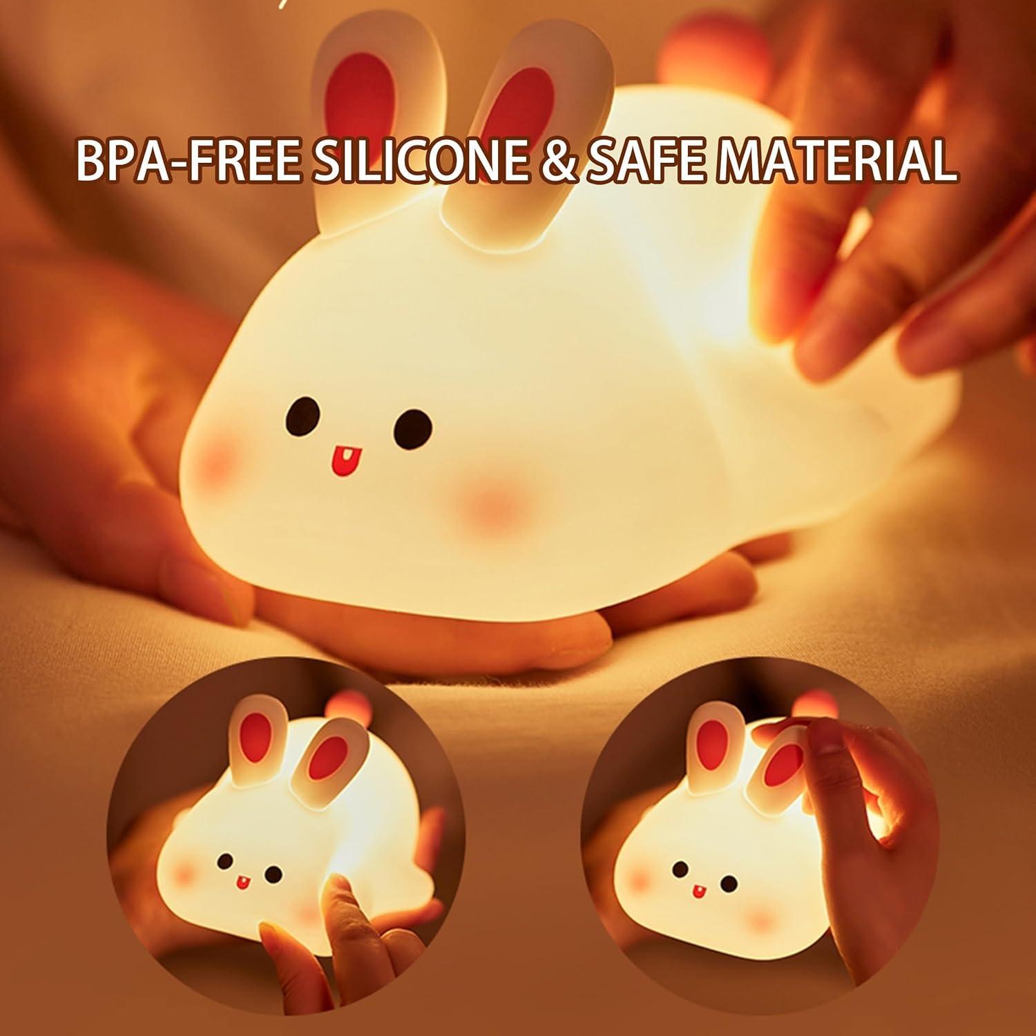 Luz Nocturna Conejo Blanco Icotoibabie Táctil Recargable 3 Niveles