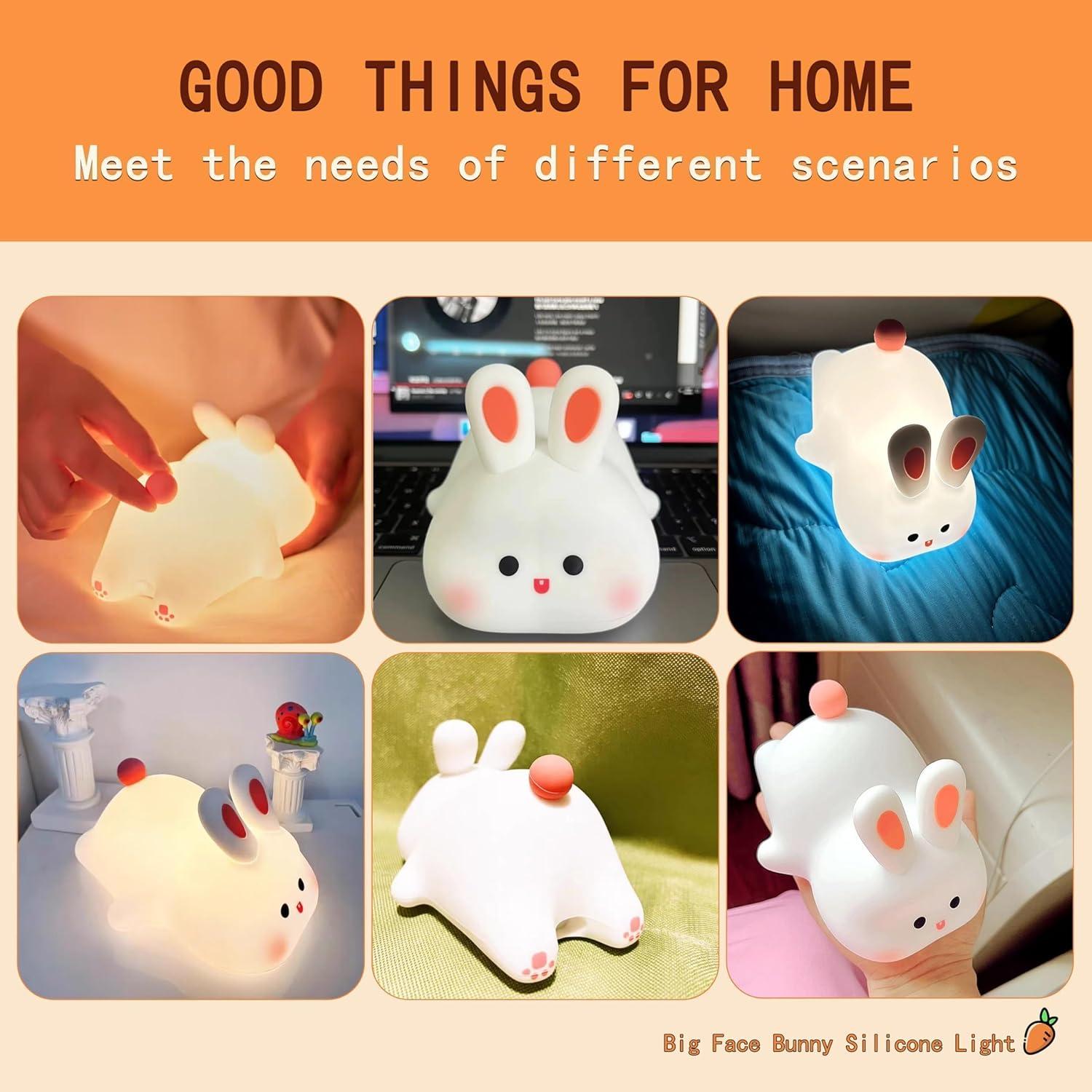 Luz Nocturna Conejo Blanco Icotoibabie Táctil Recargable 3 Niveles