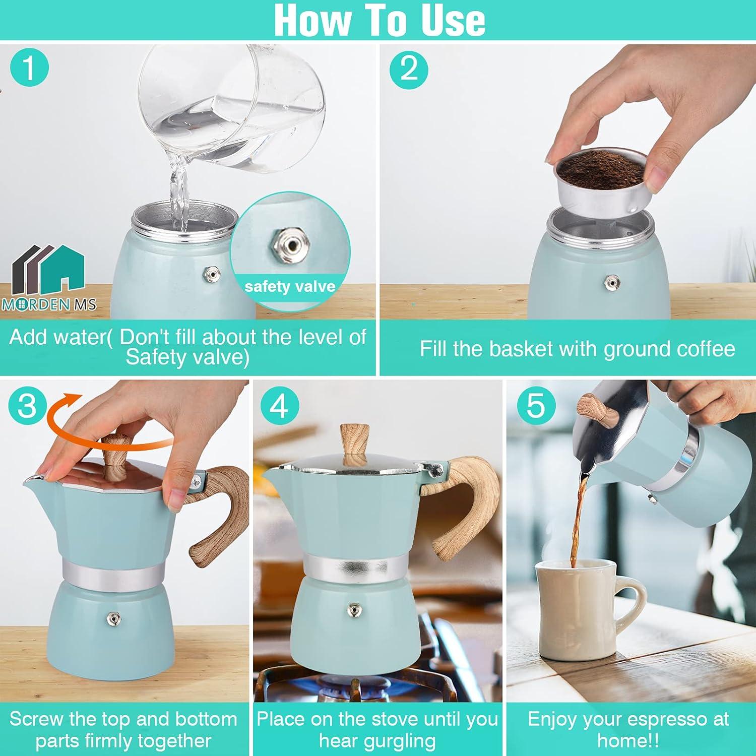 Cafetera Moka Pot MORDEN MS 6 Tazas Manual Azul 300ml