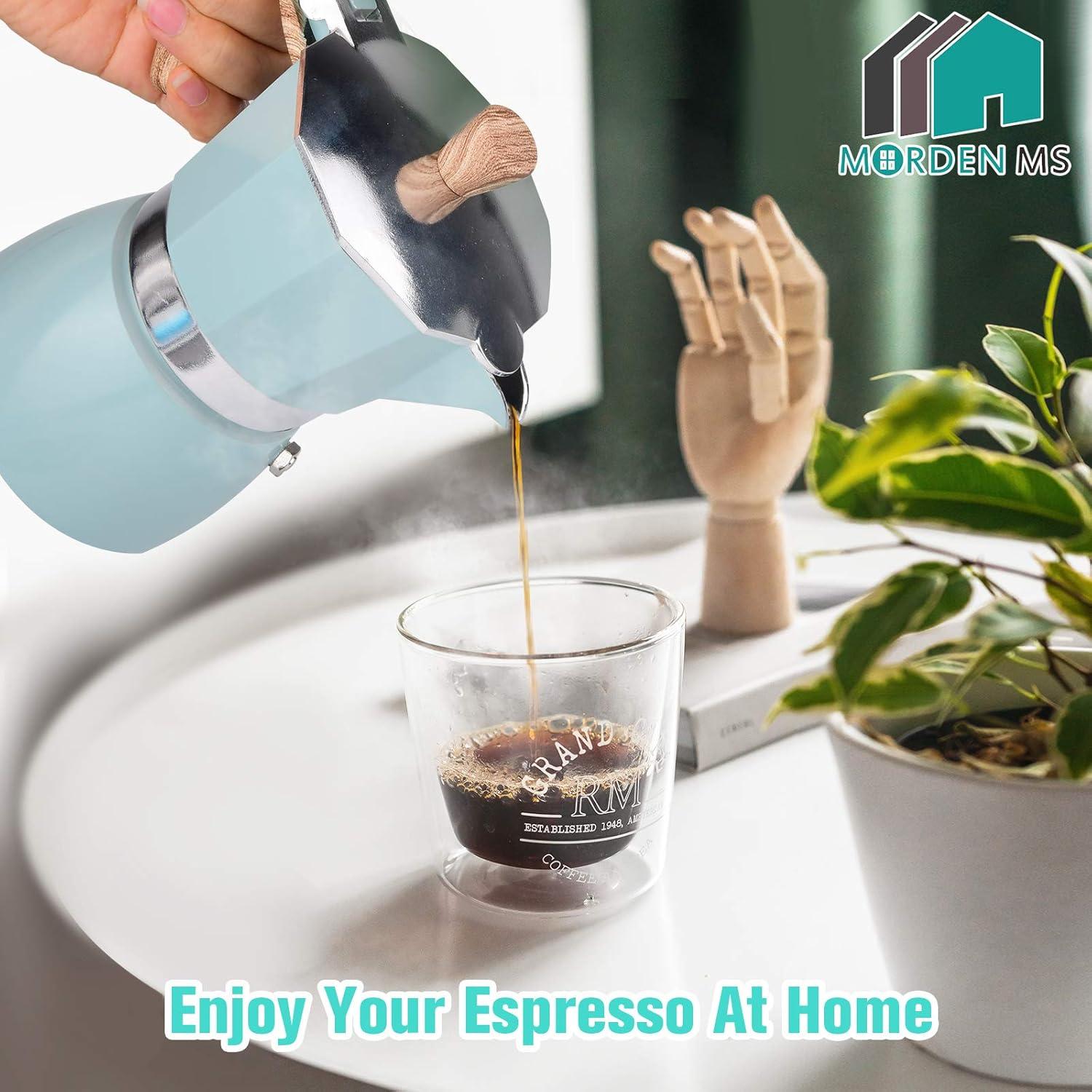 Cafetera Moka Pot MORDEN MS 6 Tazas Manual Azul 300ml