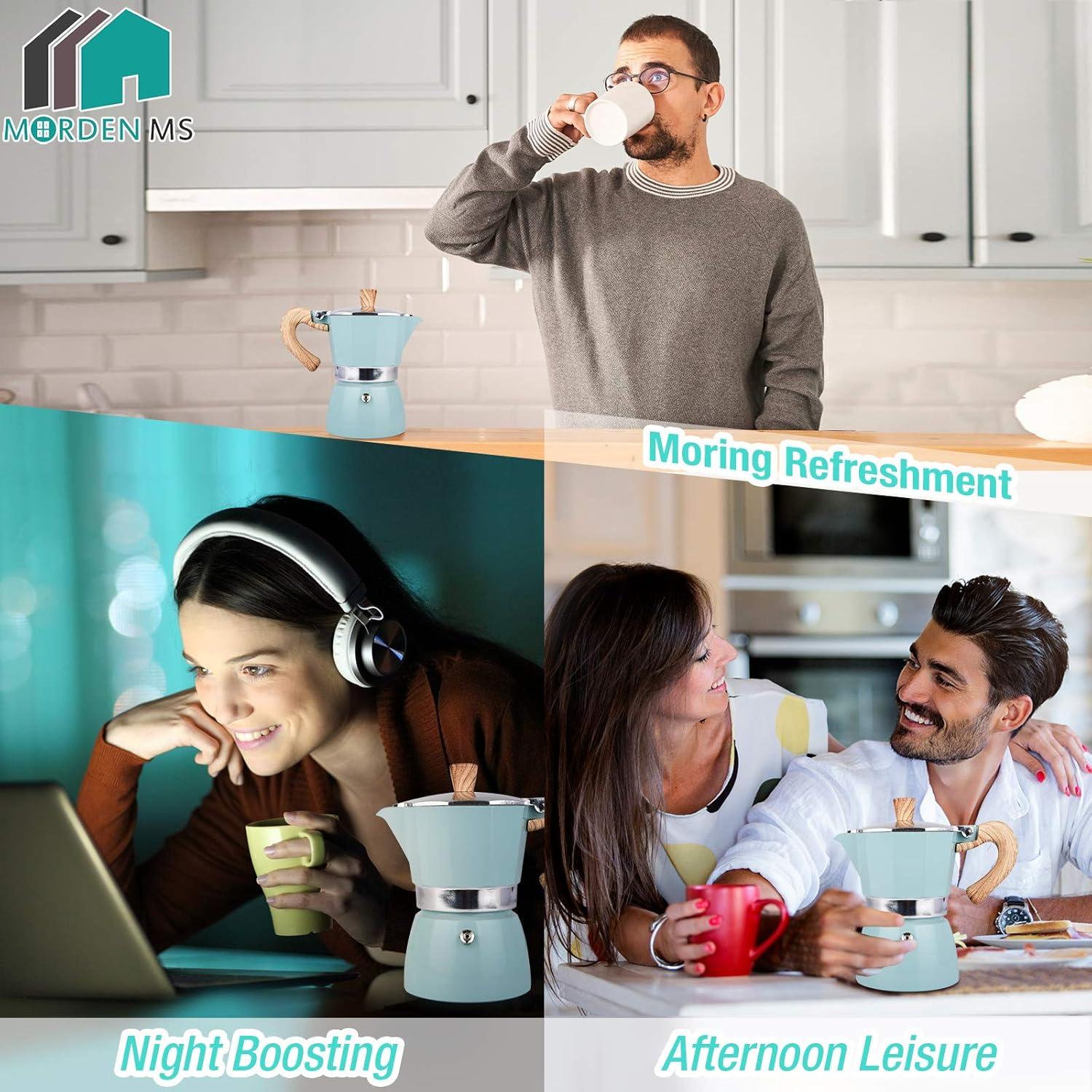 Cafetera Moka Pot MORDEN MS 6 Tazas Manual Azul 300ml