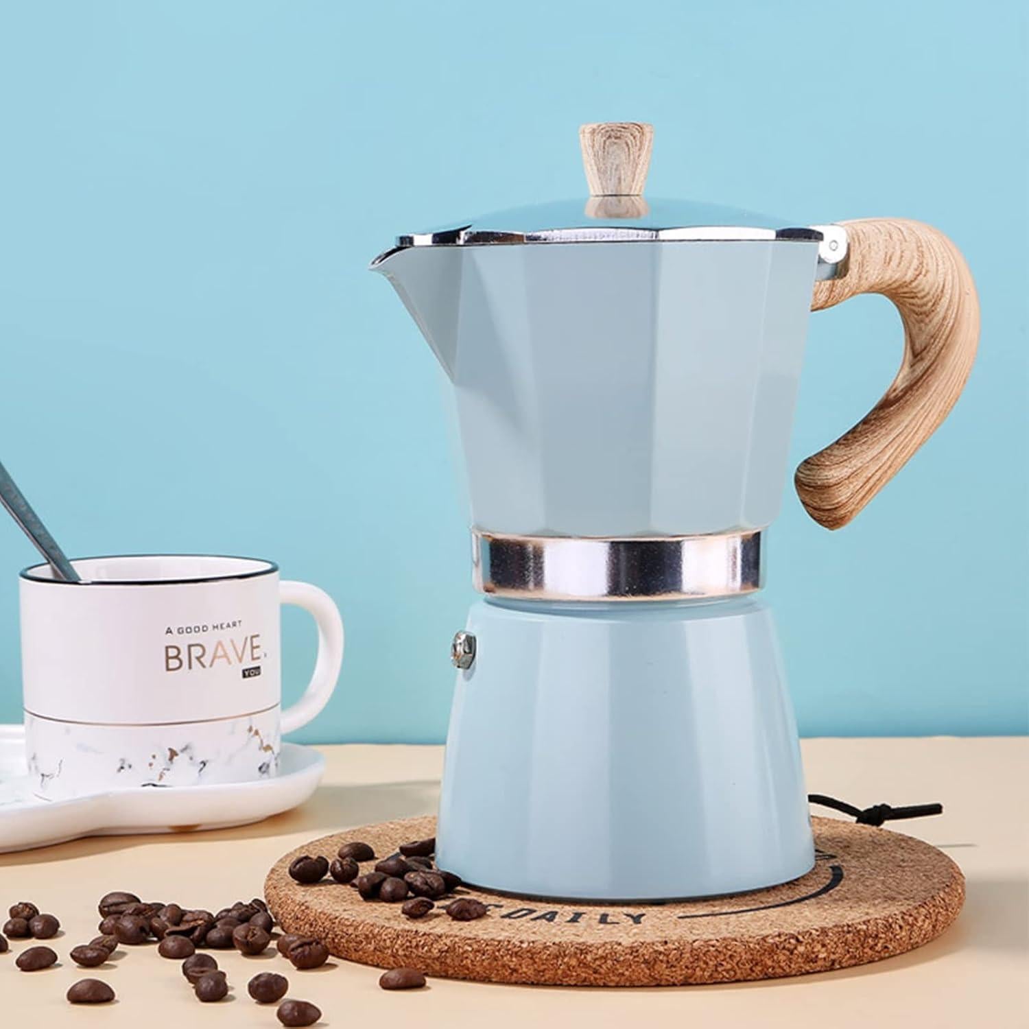 Cafetera Moka Pot MORDEN MS 6 Tazas Manual Azul 300ml