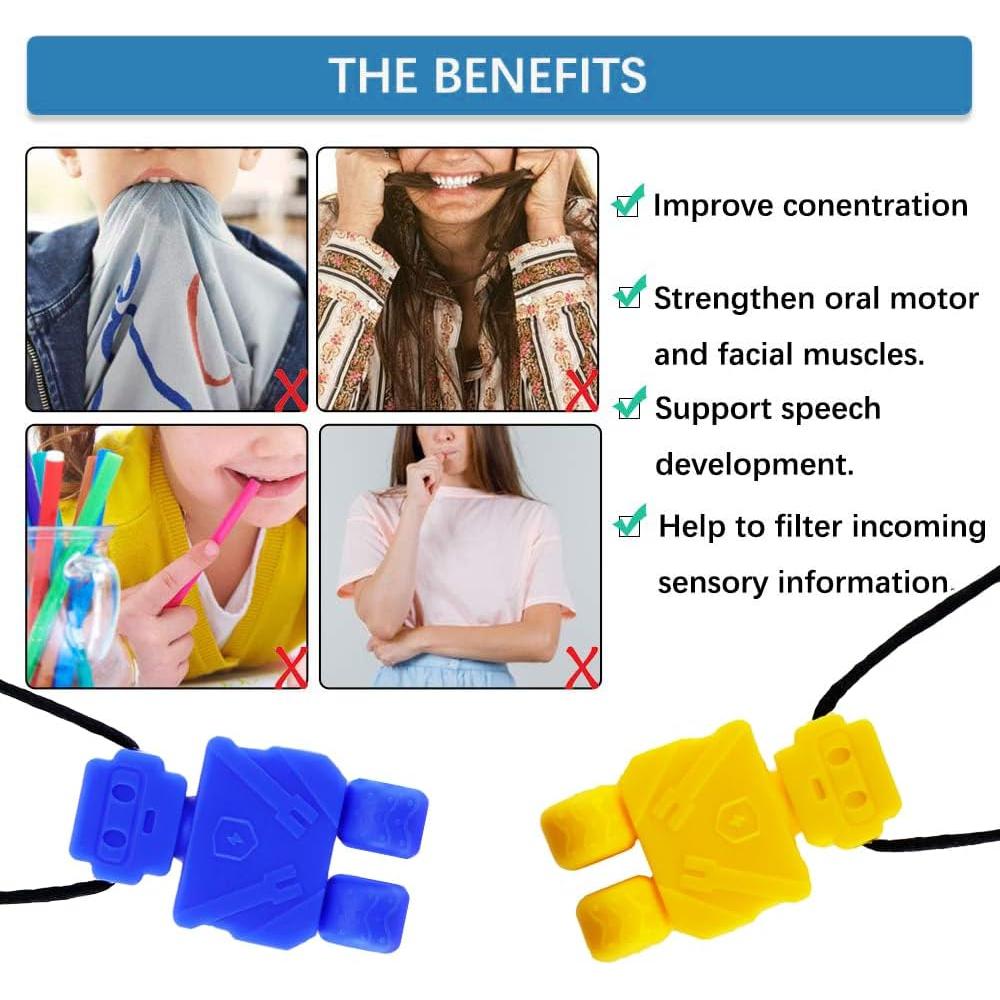 Collar Masticable Sensorial TUXEPOC 5 Piezas Robot para Niños