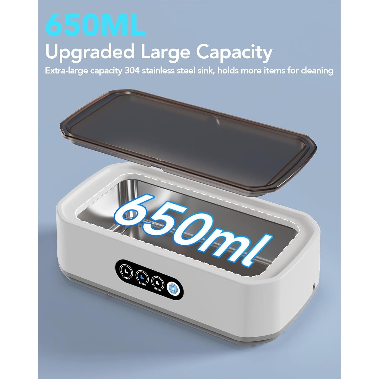 Limpiador Ultrasónico Inteligente Walpreson 650ml Acero Inoxidable