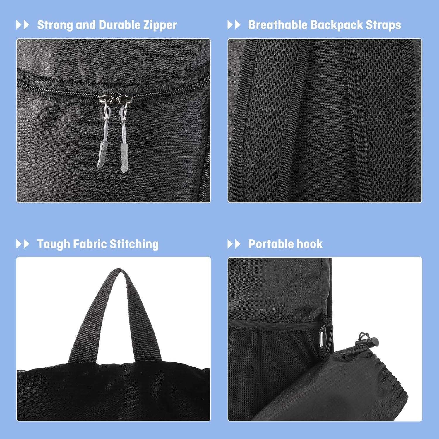 Mochila de Senderismo DOVO 20L Impermeable Azul Plegable