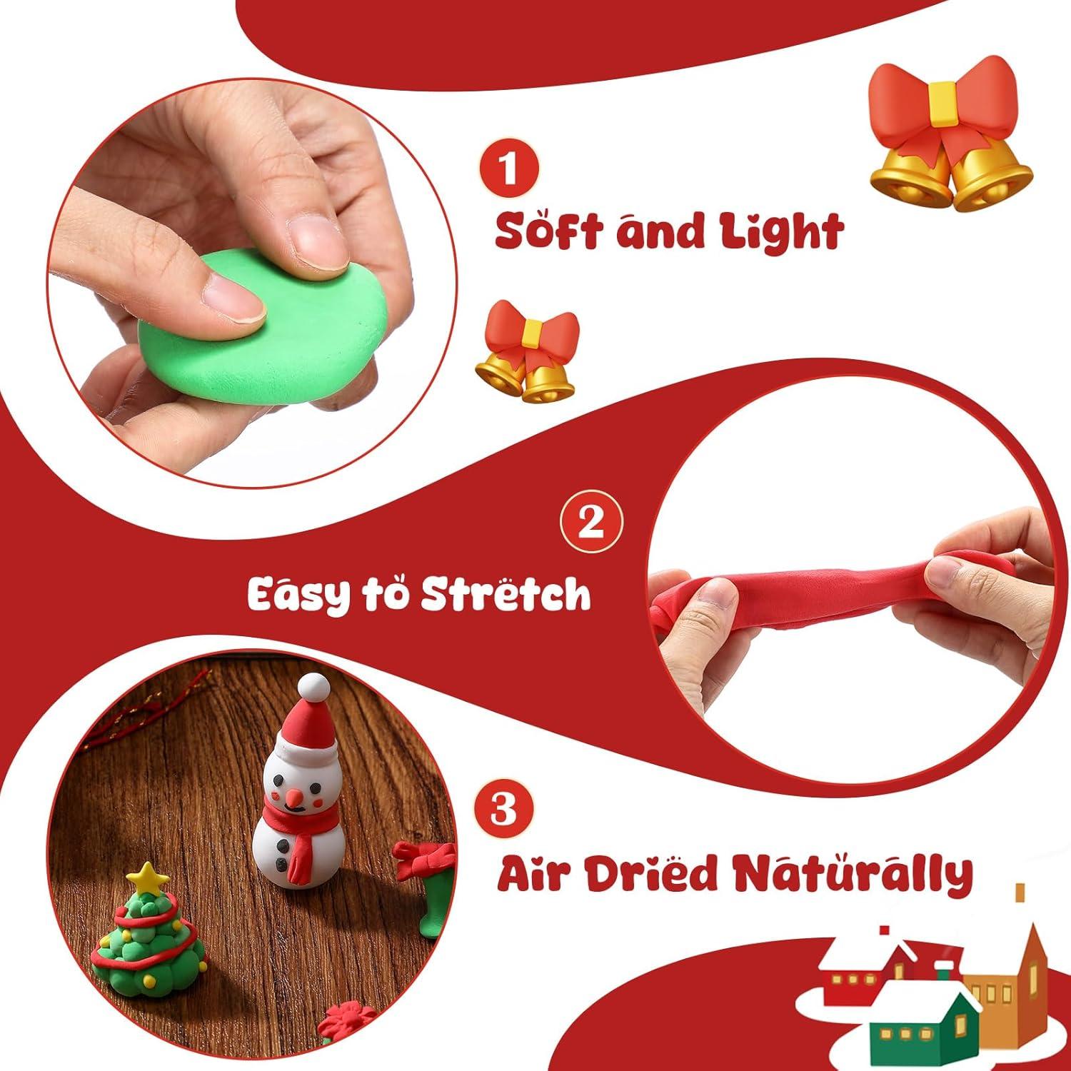 72 Piezas Arcilla Secado al Aire VioraWhite 1.2kg Color Navidad