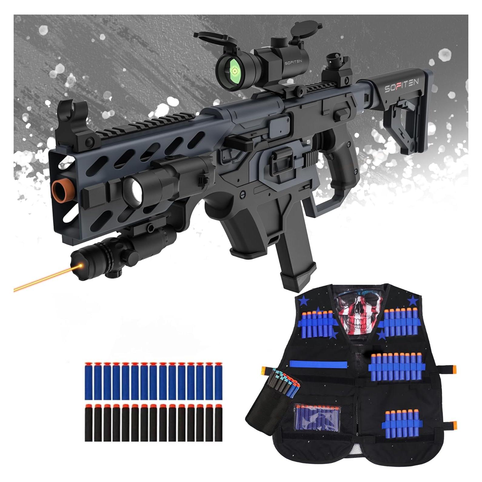 Pistola de espuma SOFITEN Viktor con chaleco y 120 dardos