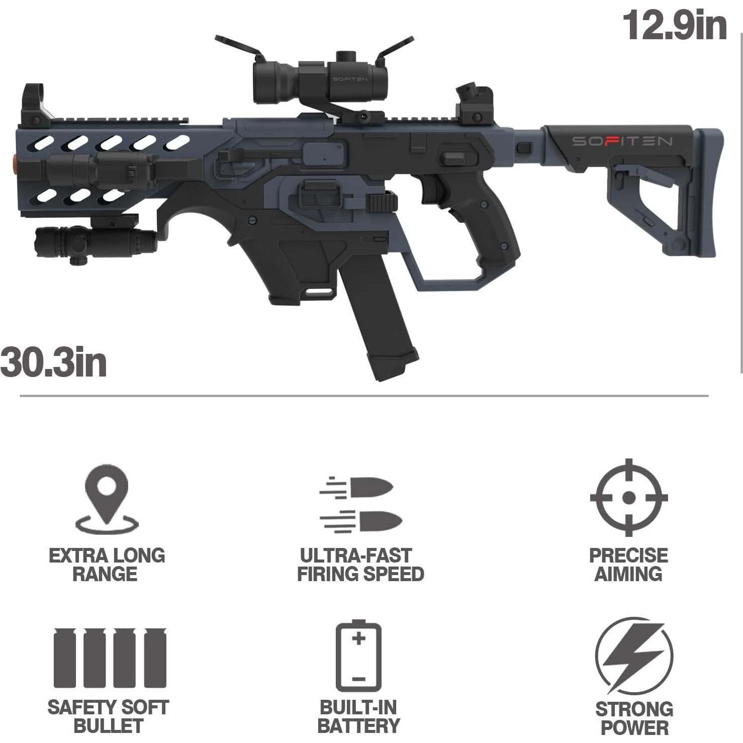 Pistola de espuma SOFITEN Viktor con chaleco y 120 dardos