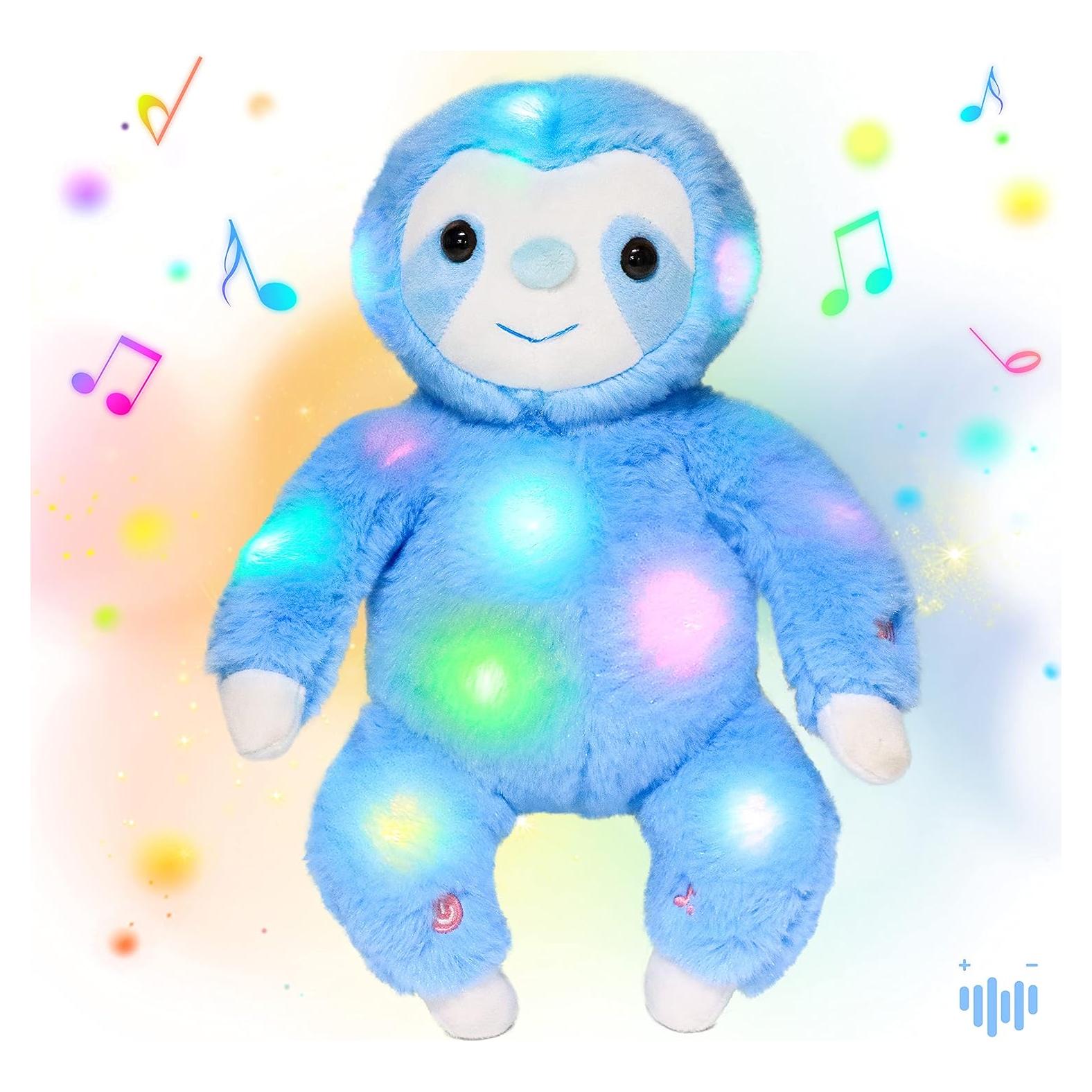 Peluche Musical Iluminado Hopearl Perezoso Azul 32 cm