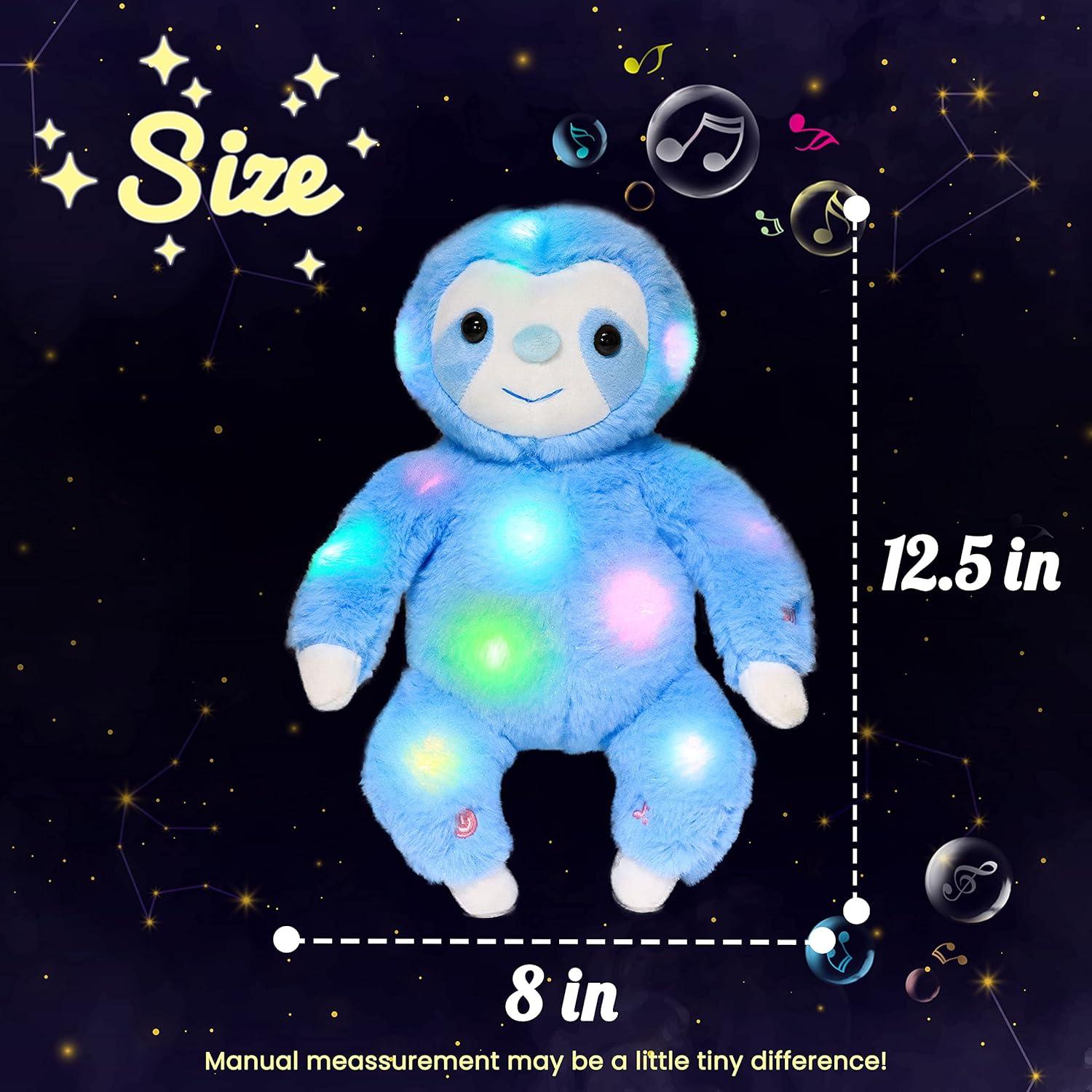 Peluche Musical Iluminado Hopearl Perezoso Azul 32 cm