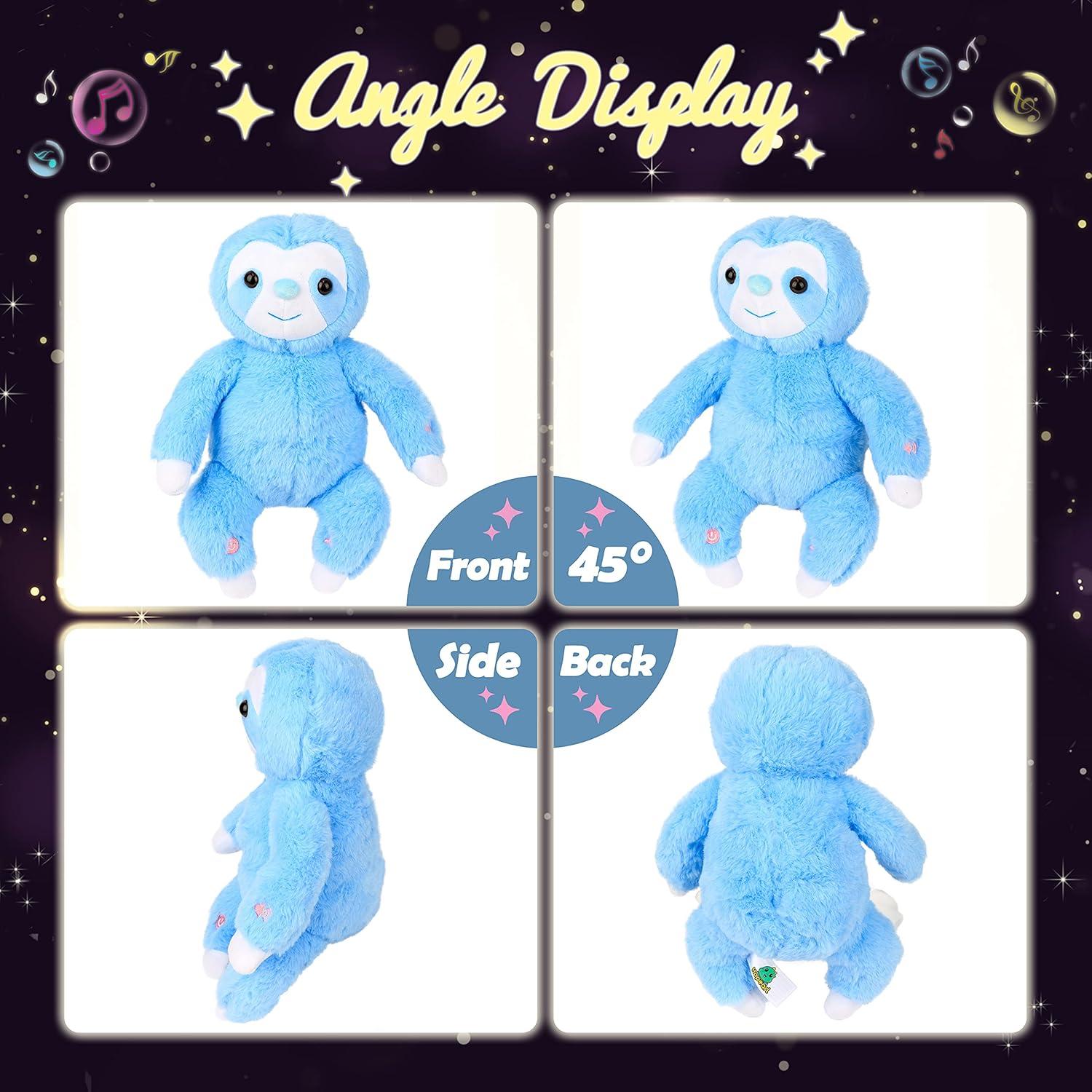 Peluche Musical Iluminado Hopearl Perezoso Azul 32 cm