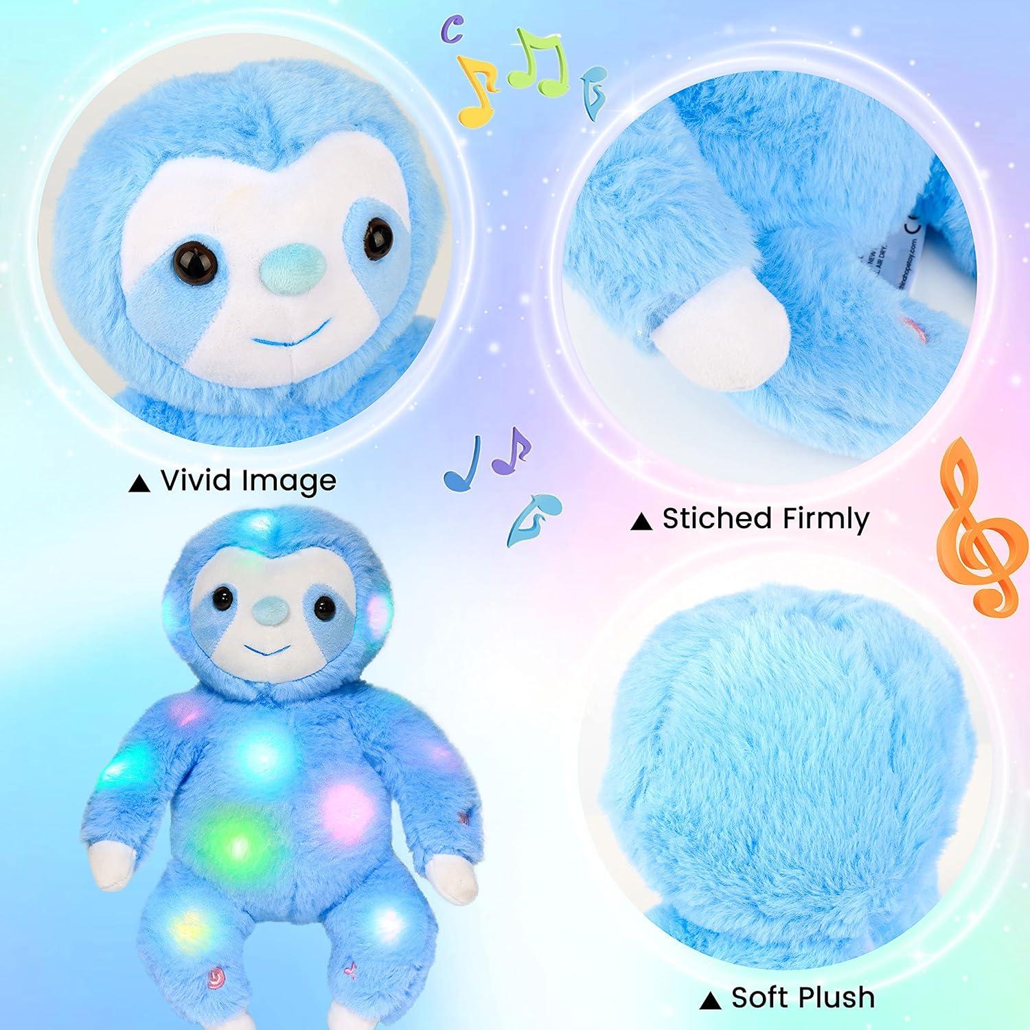 Peluche Musical Iluminado Hopearl Perezoso Azul 32 cm