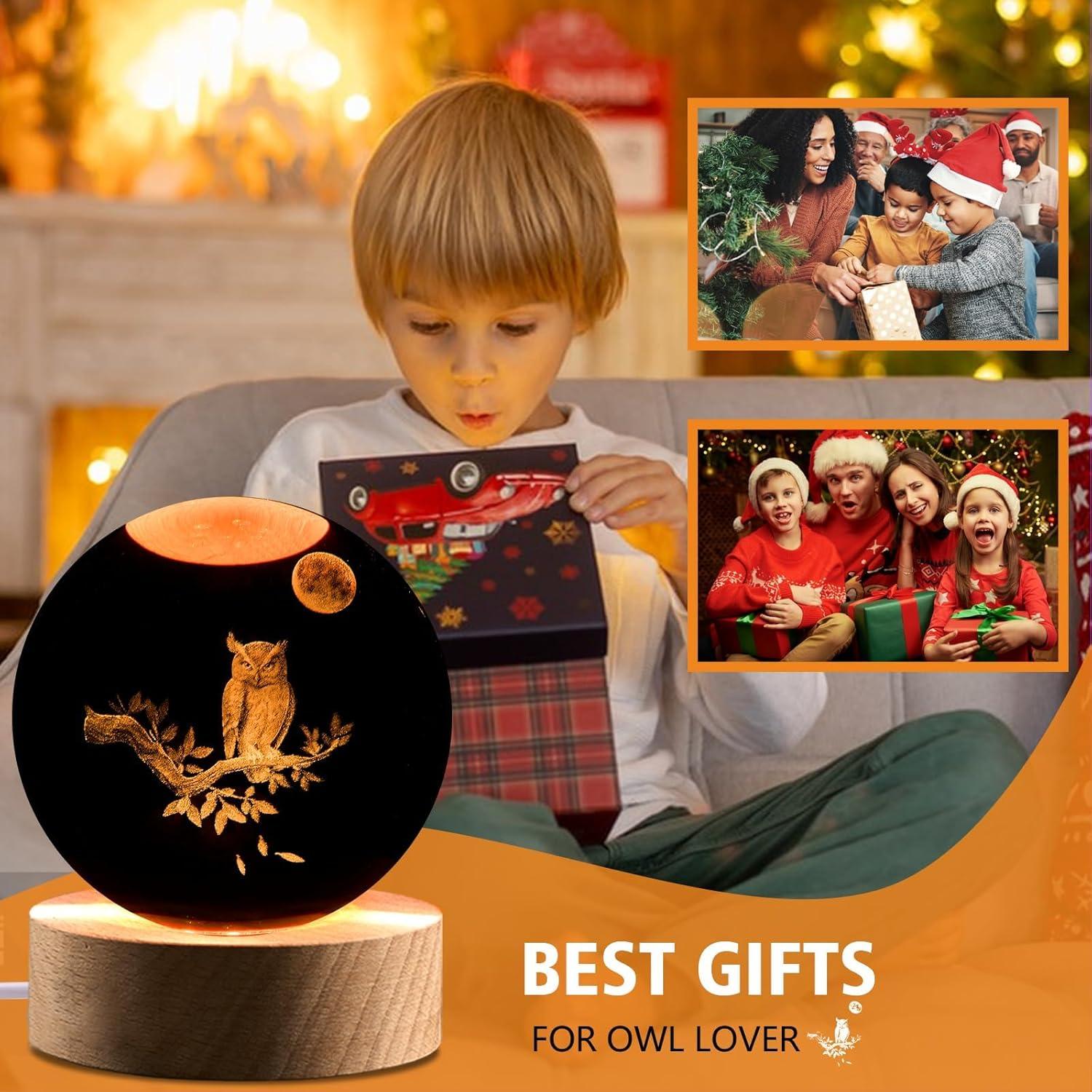 Luz Nocturna 3D de Búho Shellvcase con Control Remoto 8 cm