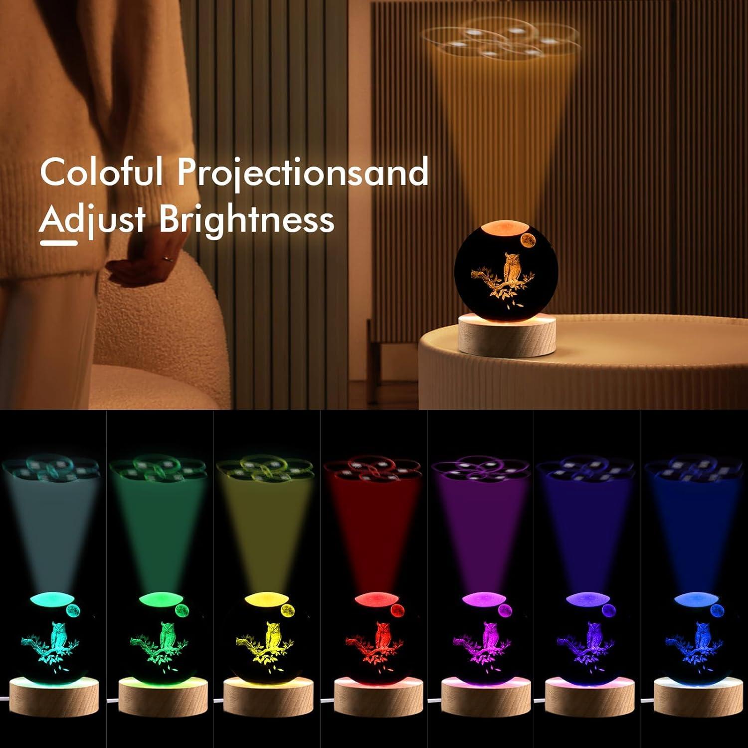 Luz Nocturna 3D de Búho Shellvcase con Control Remoto 8 cm