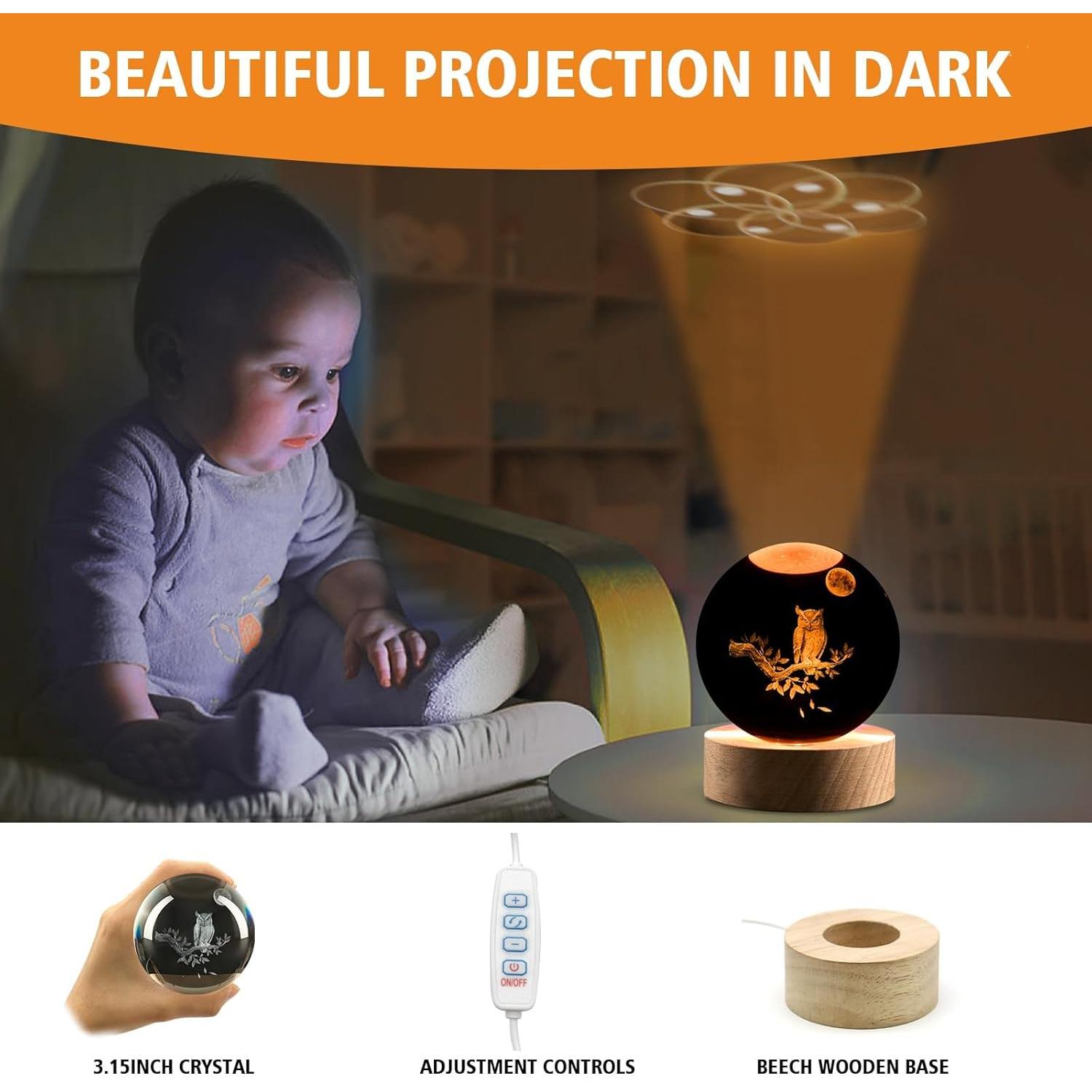 Luz Nocturna 3D de Búho Shellvcase con Control Remoto 8 cm