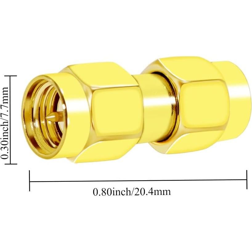 Adaptador Coaxial SMA Macho a Macho CNARIO 3 Piezas Dorado