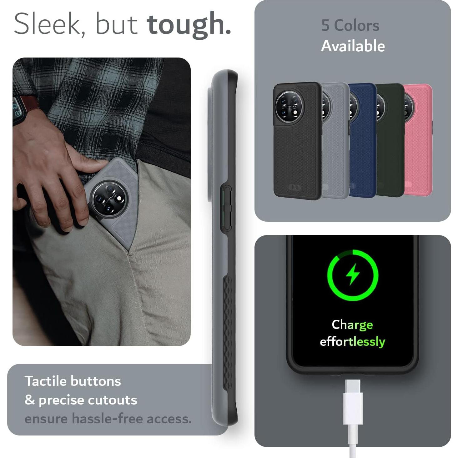 Funda TUDIA DualShield Grip para OnePlus 11 5G - Gris