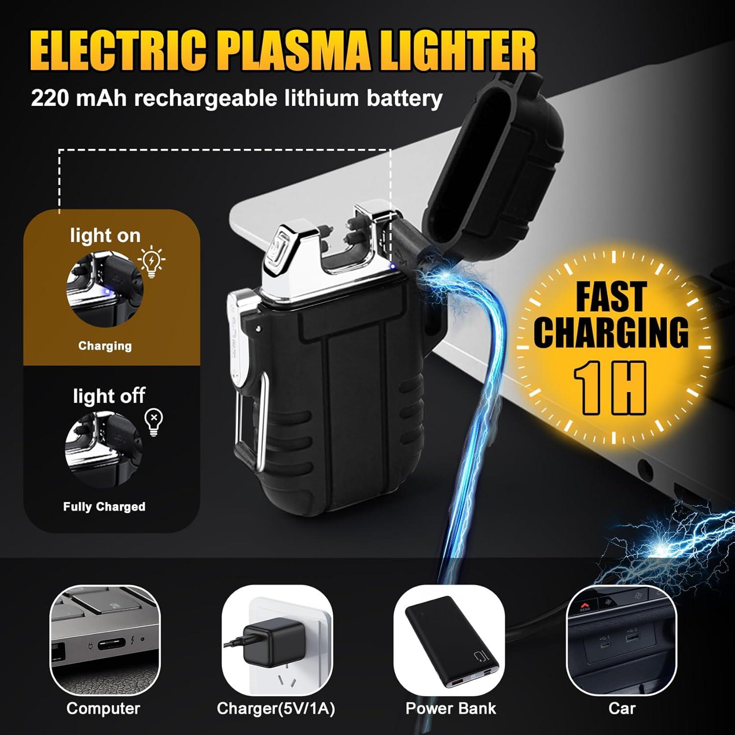 Encendedor Eléctrico LcFun Doble Arco Impermeable USB 45g