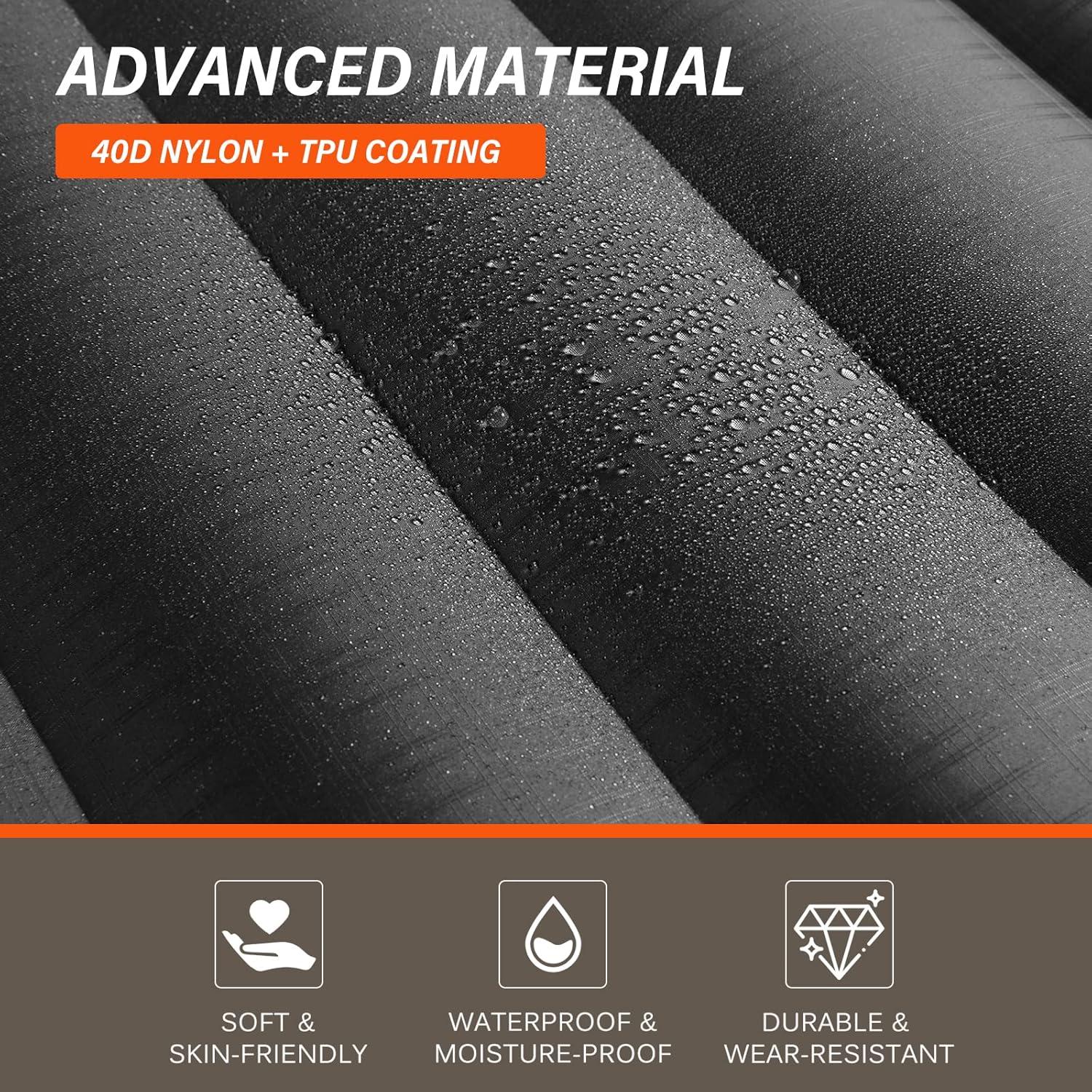 TOBTOS Inflatable Camping Sleeping Pad with Pillow, Thick 6 Inch Ultralight Sleeping Pad with Built-in Pump, Lightweight Sleeping Mat for Camping, Backpacking, Hiking, Tent (Grey)