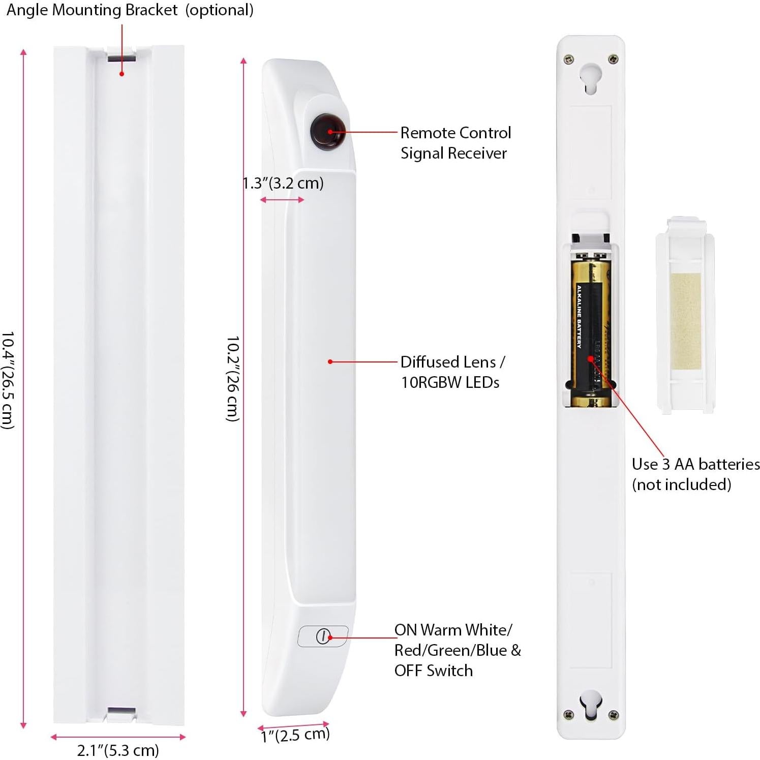Luz LED Bajo Gabinete BIGMONAT RGB 10" Control Remoto
