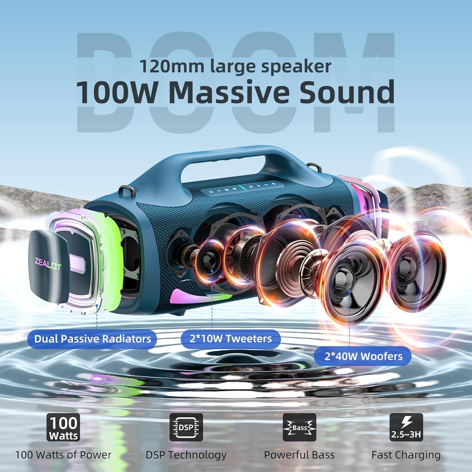 Altavoz Bluetooth ZEALOT S79 100W Impermeable 24000mAh