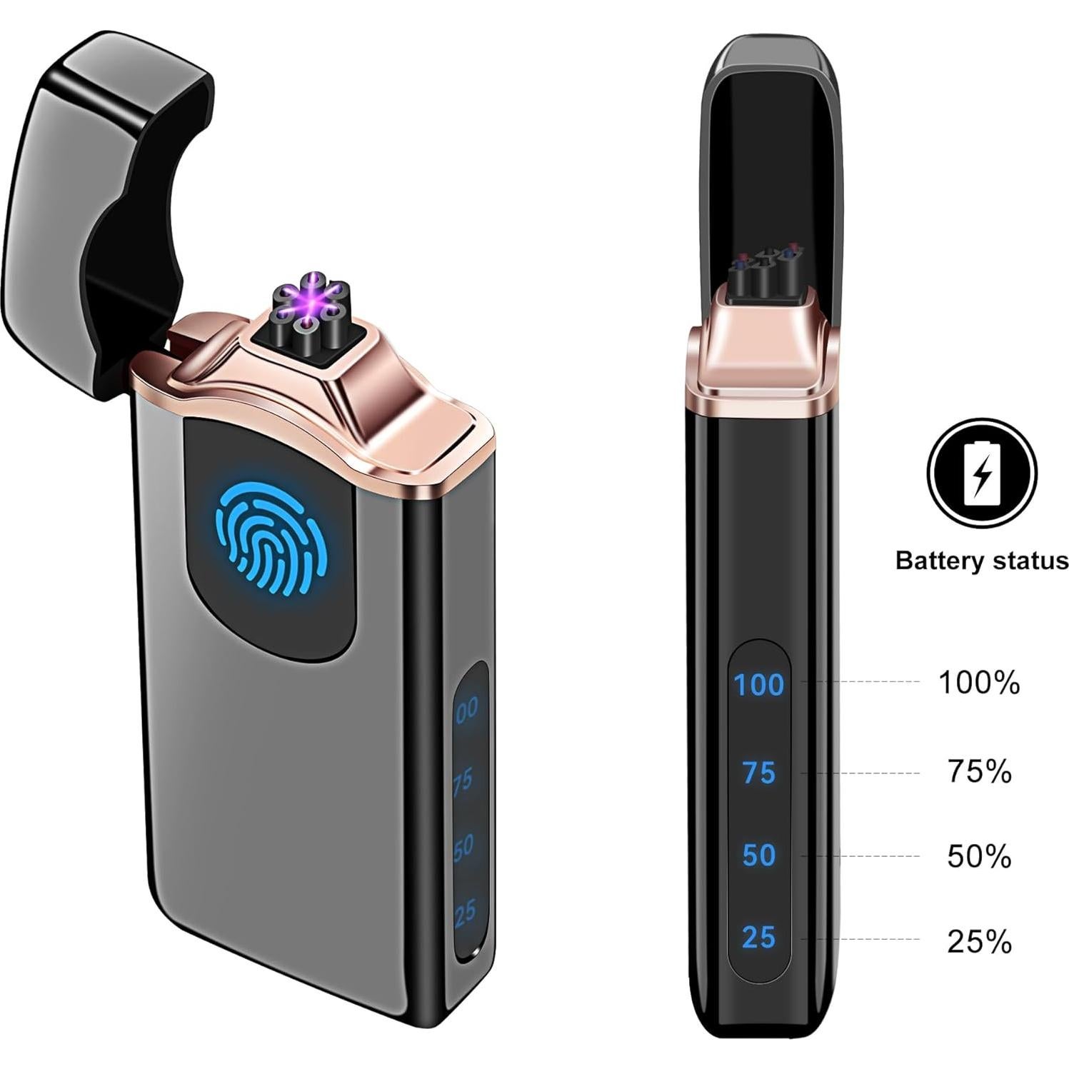 Encendedor de Plasma Triple Arco Lesbri Recargable USB Negro