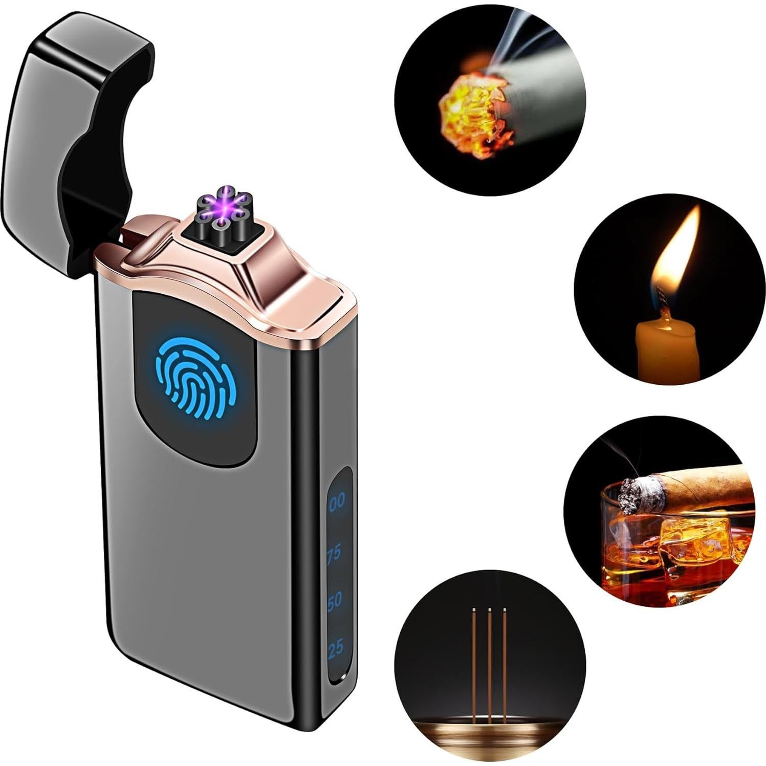 Encendedor de Plasma Triple Arco Lesbri Recargable USB Negro