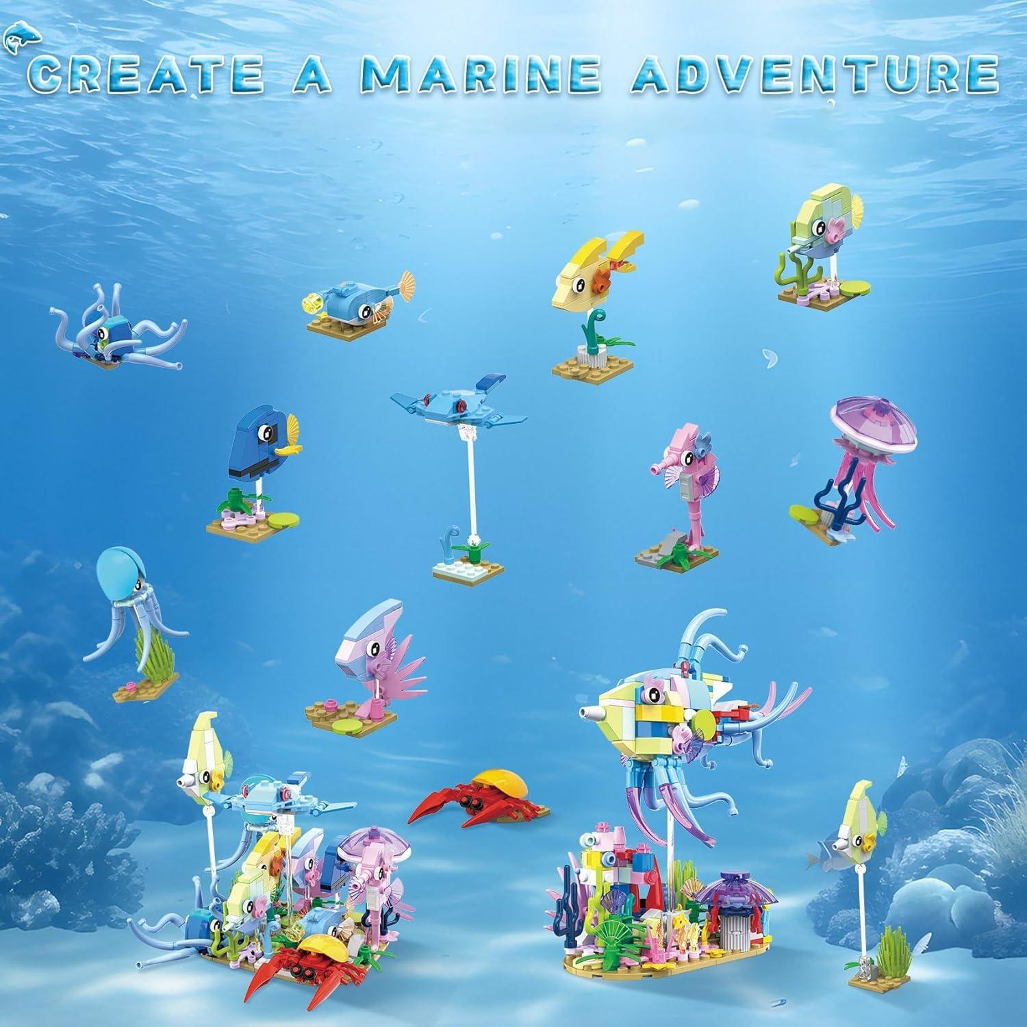 Set de Construcción Creativa BeepZipp Mini Mundo Marino 12 en 2