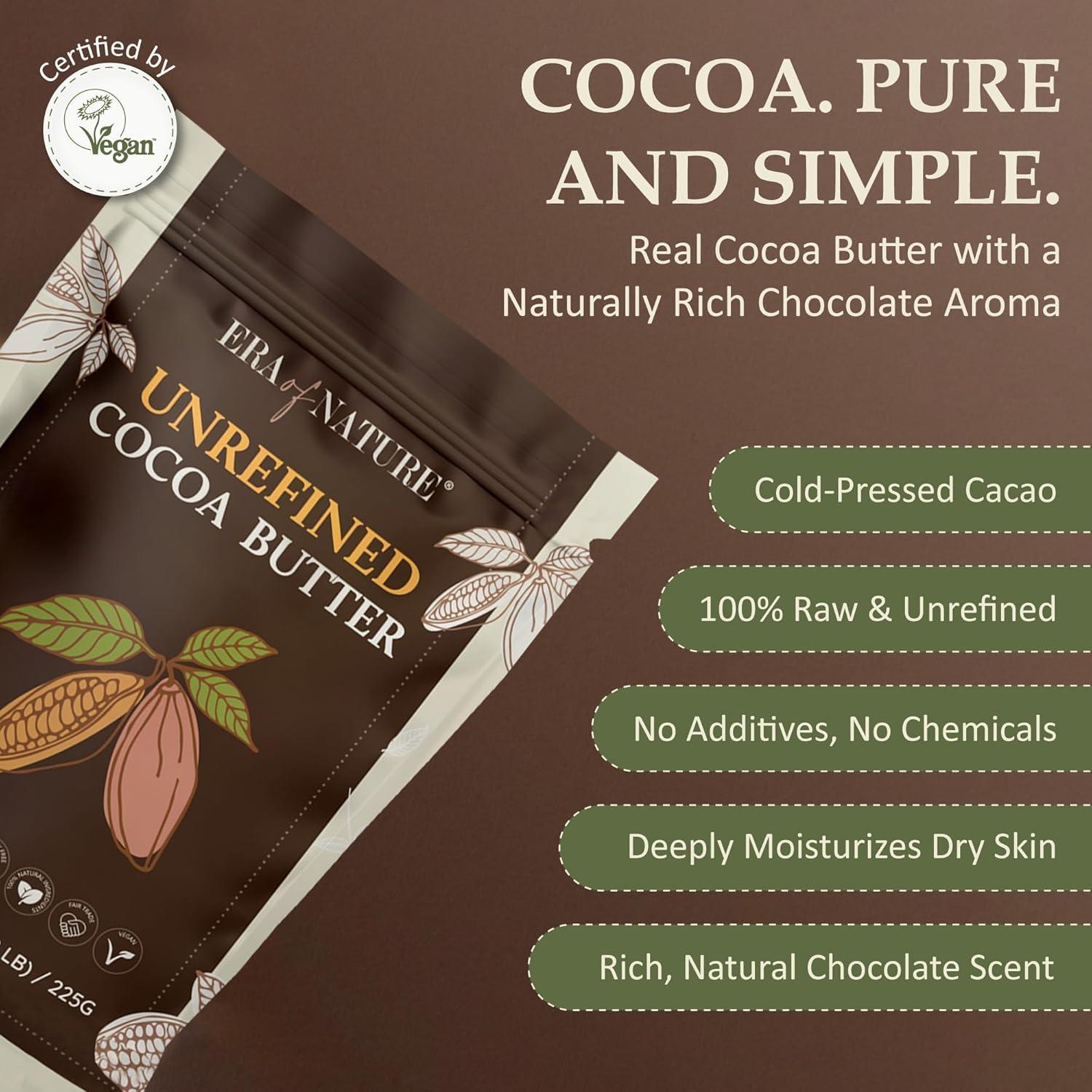 Manteca de Cacao Cruda Era of Nature 226.8g - Hidratación Piel y Cabello
