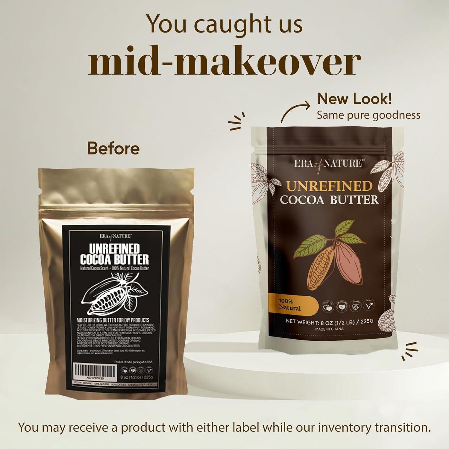 Manteca de Cacao Cruda Era of Nature 226.8g - Hidratación Piel y Cabello