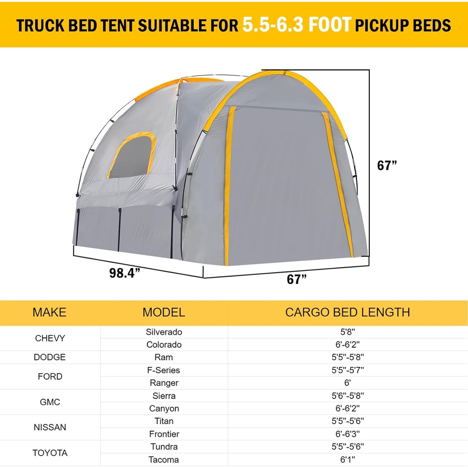 Carpa Pickup Qualencey 5.5-6.3FT Impermeable para Camping