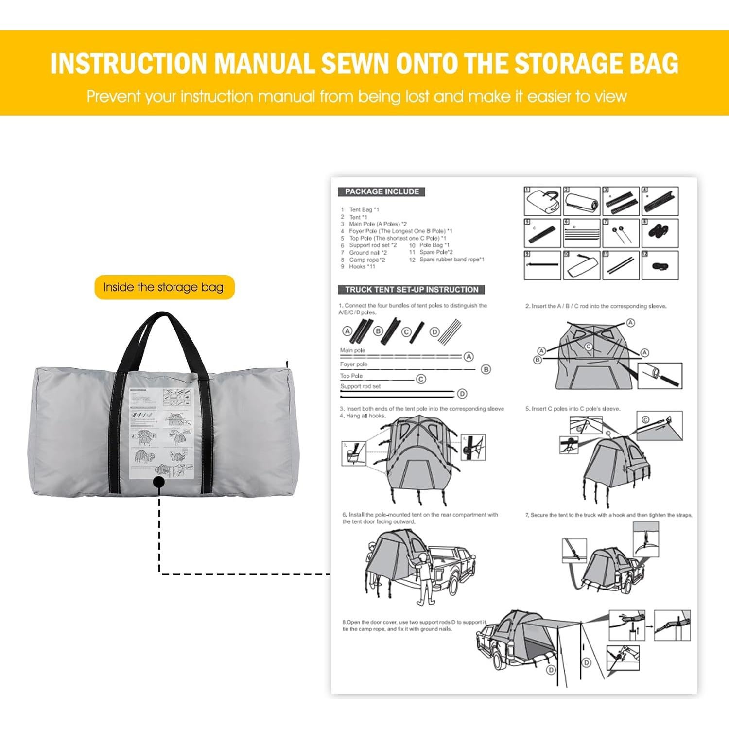 Carpa Pickup Qualencey 5.5-6.3FT Impermeable para Camping