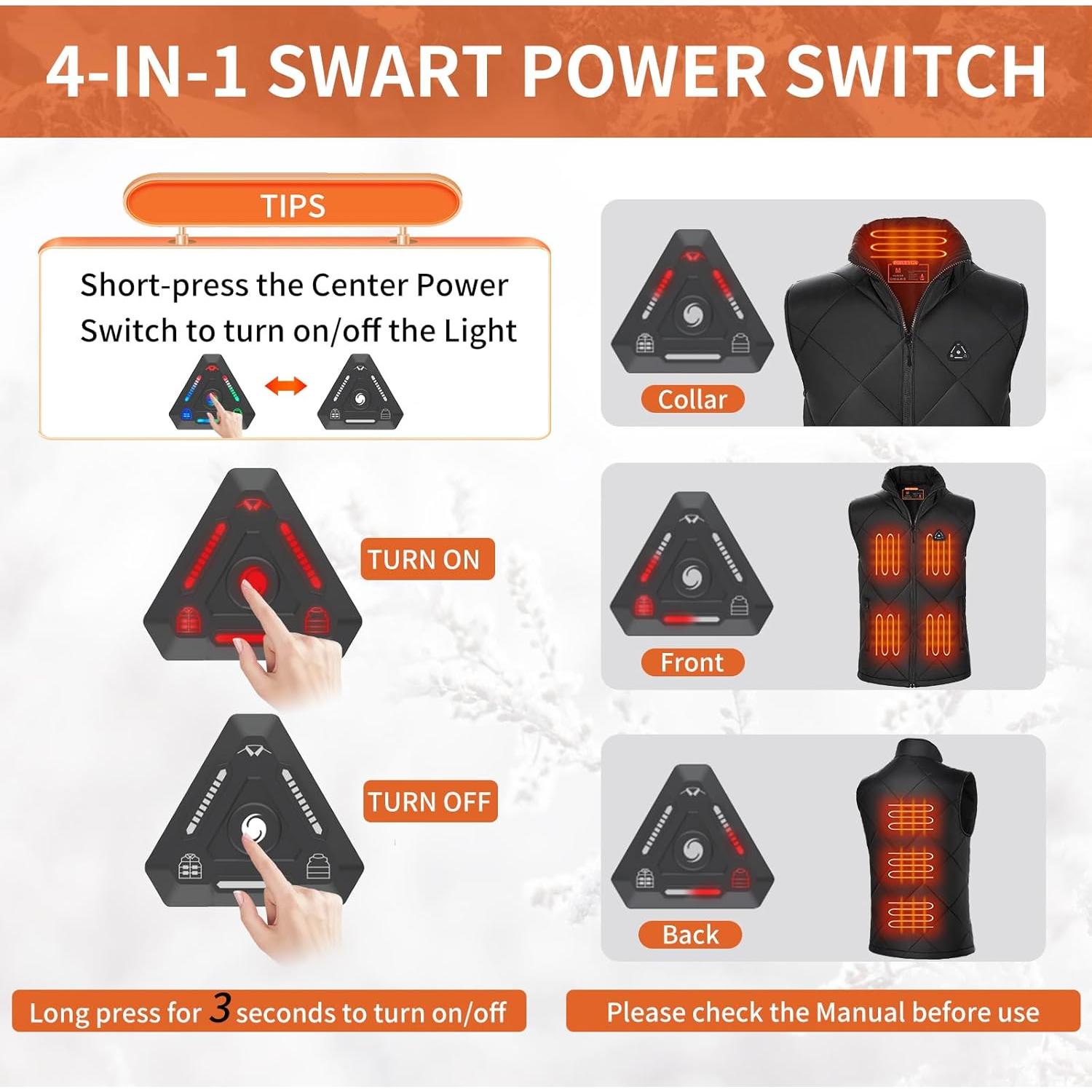 Chaleco Térmico Unisex 16000mAh DC 7.4V Ligero Negro