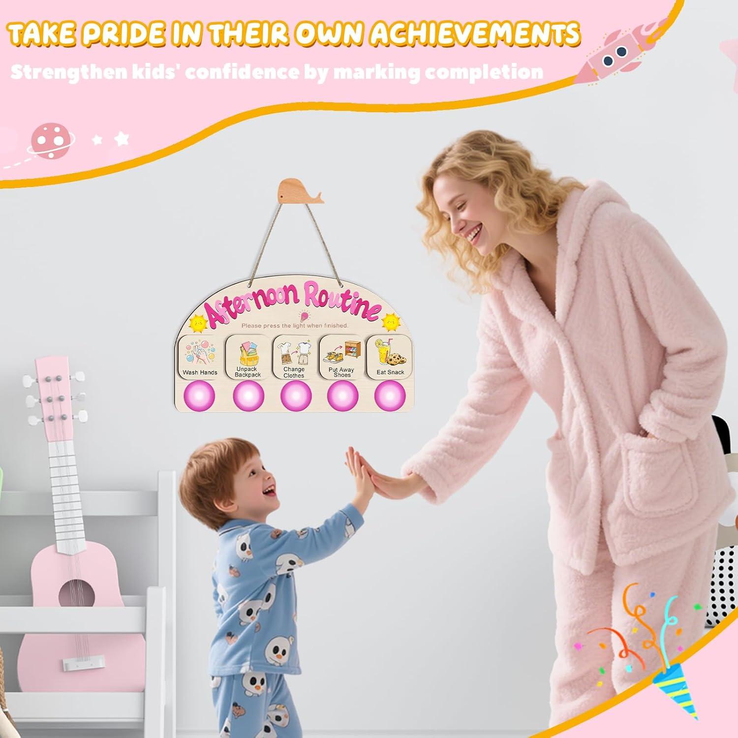 Tabla de Rutina de Tarde AINBIN para Niños con 5 Luces Táctiles