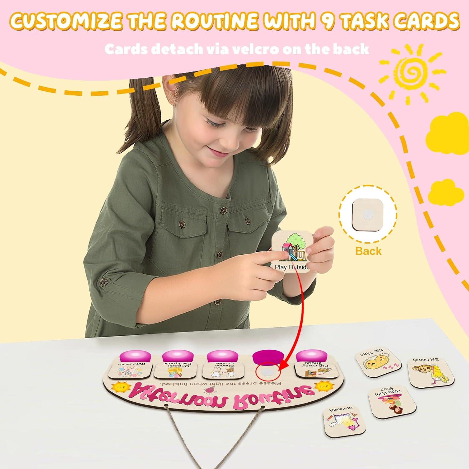 Tabla de Rutina de Tarde AINBIN para Niños con 5 Luces Táctiles