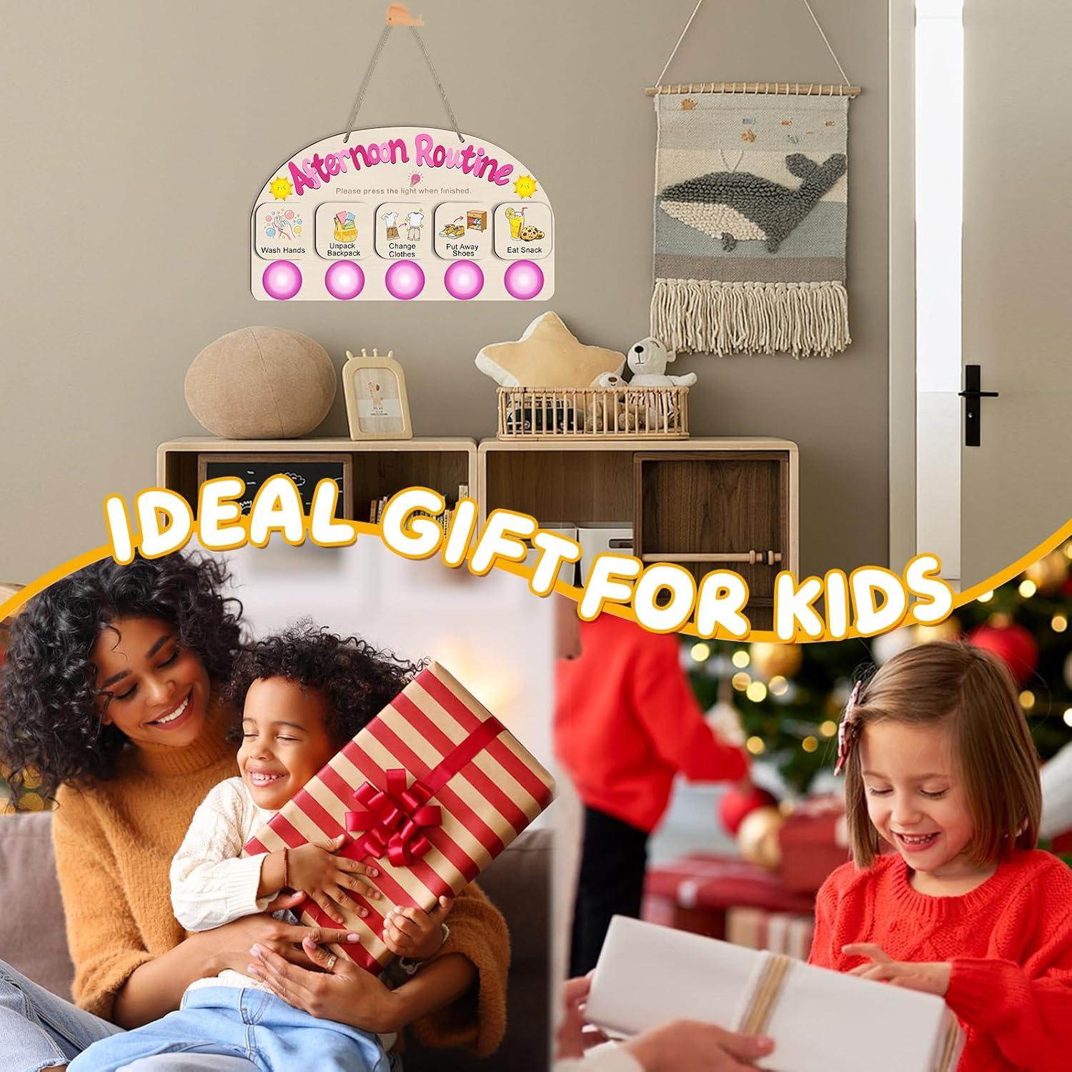 Tabla de Rutina de Tarde AINBIN para Niños con 5 Luces Táctiles