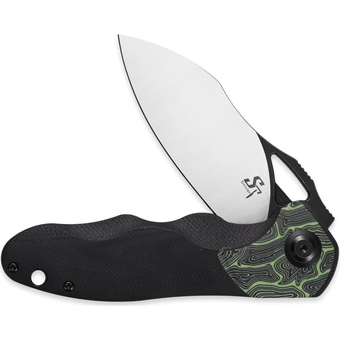 Cuchillo Plegable Sitivien ST154 Acero Sandvik 14C28N Verde