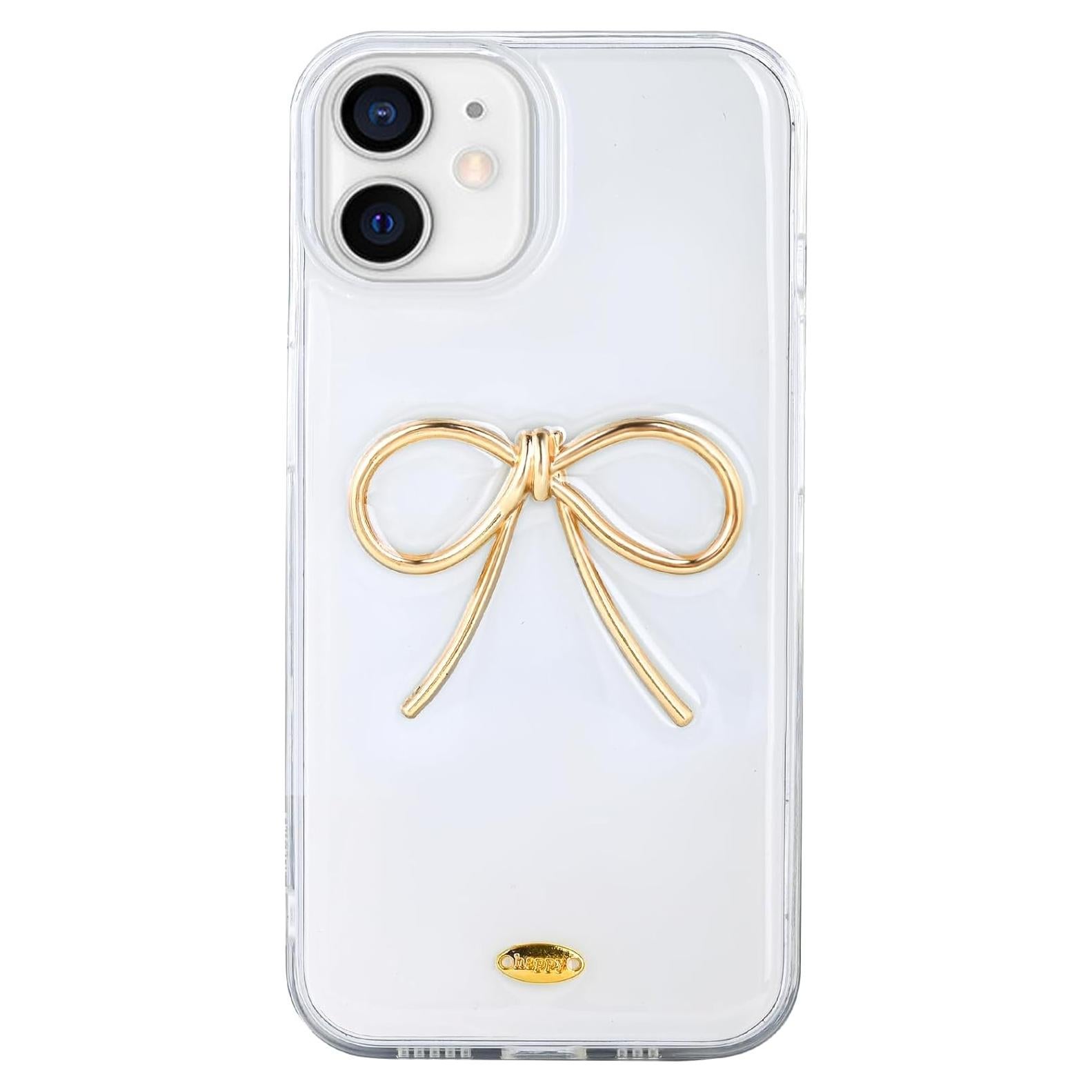 Funda protectora LIOPEU para iPhone 11 dorada con lazo 3D
