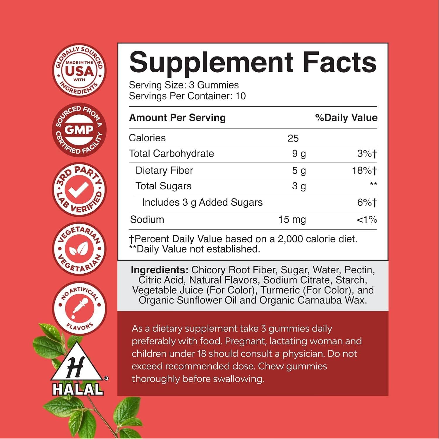 Gomitas de Fibra Prebiótica Natures Craft 30 Unidades - Suplemento Digestivo Vegano