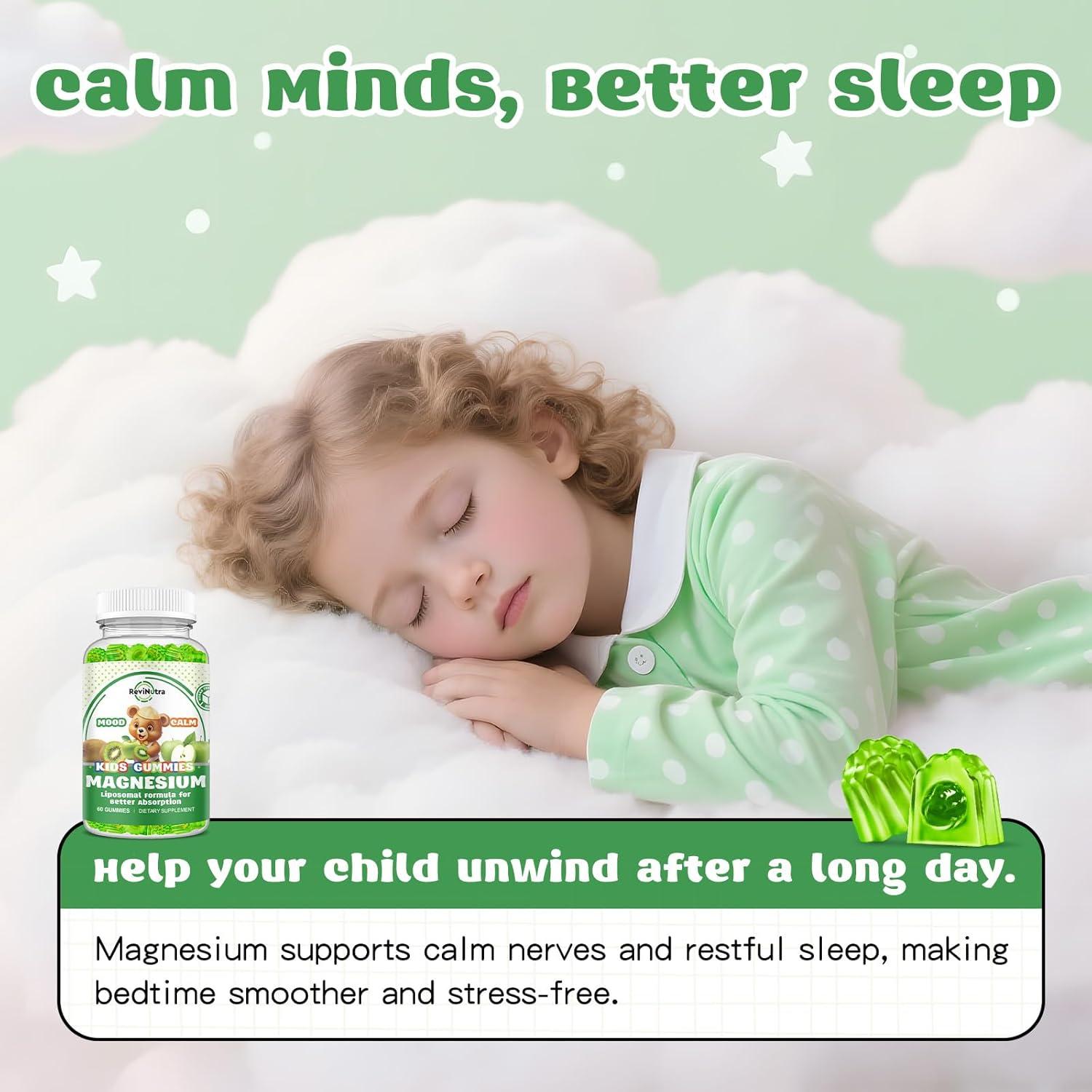 Gomitas de Magnesio Glicinato ReviNutra 60 Unidades Sabor Manzana Kiwi