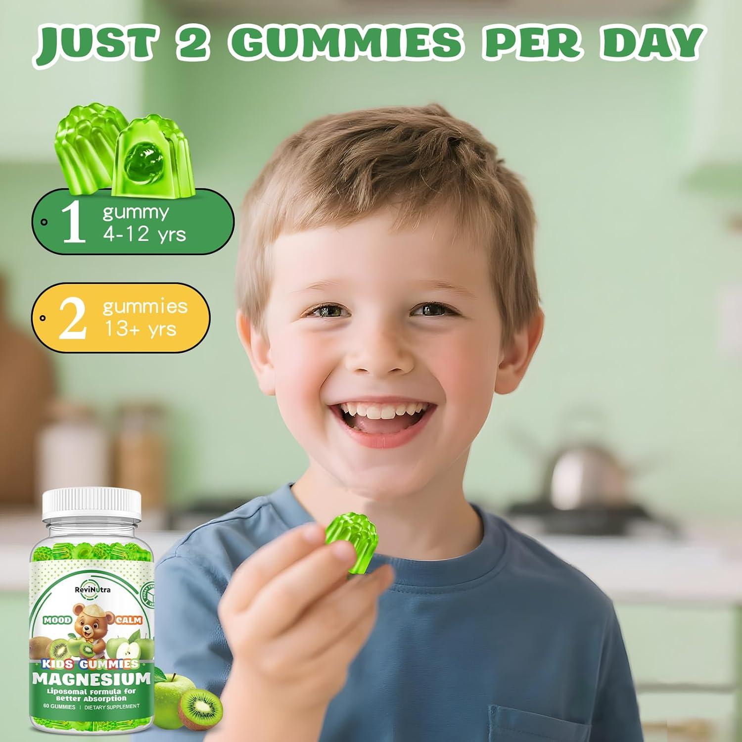 Gomitas de Magnesio Glicinato ReviNutra 60 Unidades Sabor Manzana Kiwi