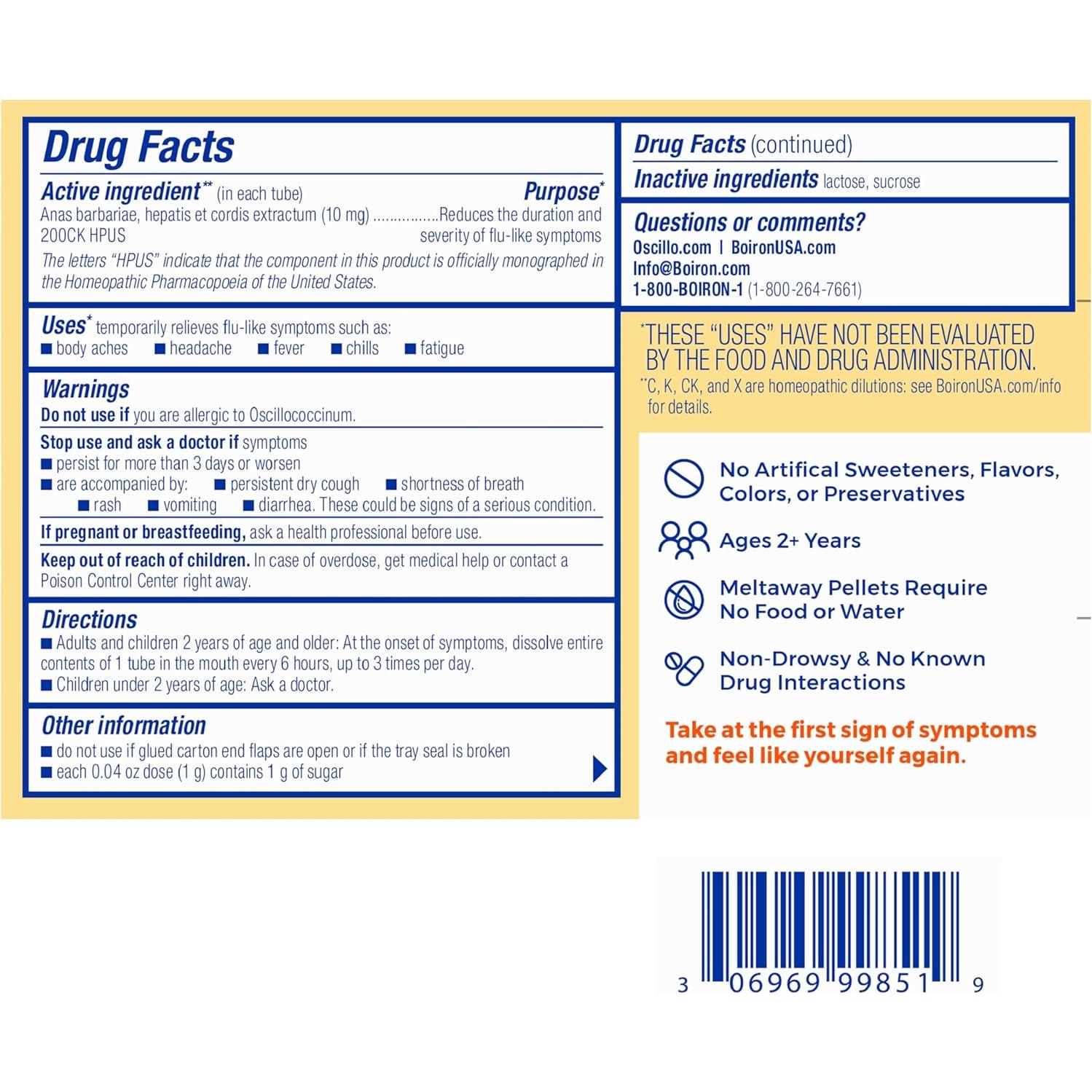 Oscillococcinum Boiron 6 Dosis - Alivio Homeopático Gripe