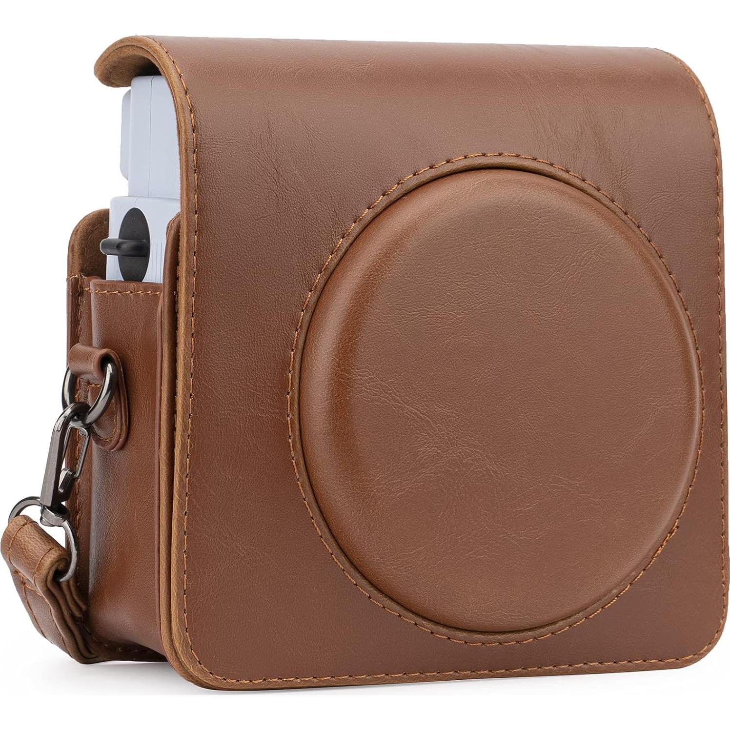 Funda Protectora Frankmate para Cámara Fujifilm Instax SQ1 - Cuero PU Marrón
