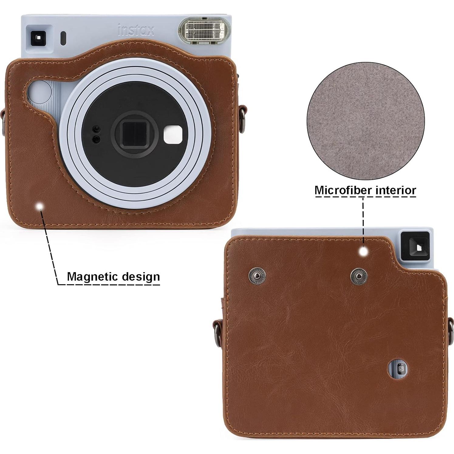 Funda Protectora Frankmate para Cámara Fujifilm Instax SQ1 - Cuero PU Marrón